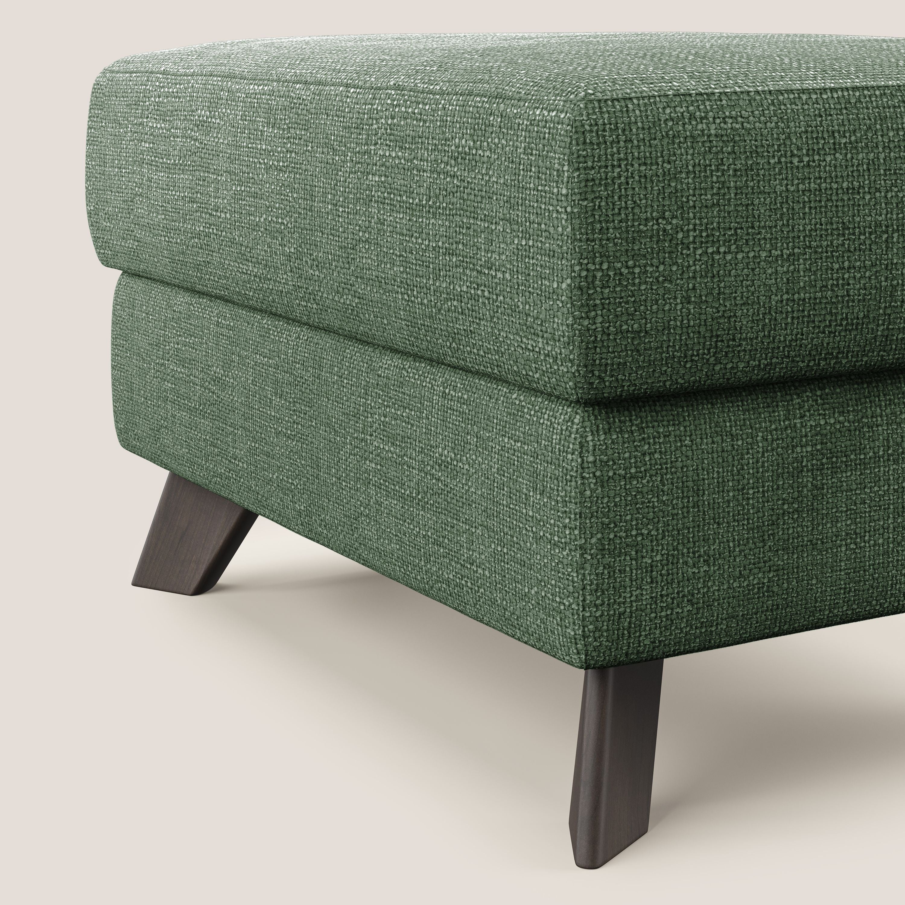 Moon Pouf contenitore e piedini alti in tessuto morbido ad intreccio soft-touch impermeabile T06 verde - divani.store