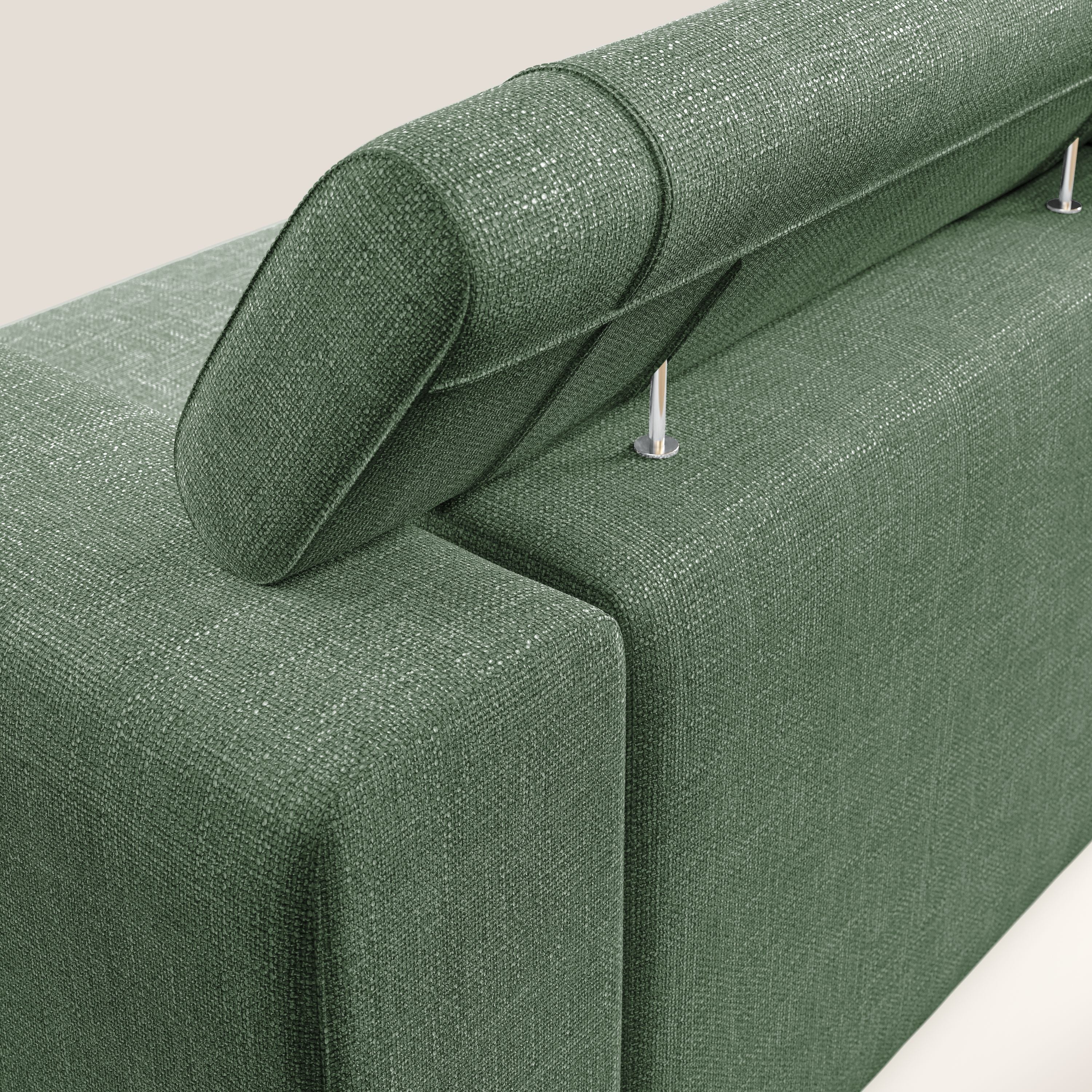 Vegas divano con poggiatesta reclinabili in morbido tessuto impermeabile T06 verde - divani.store