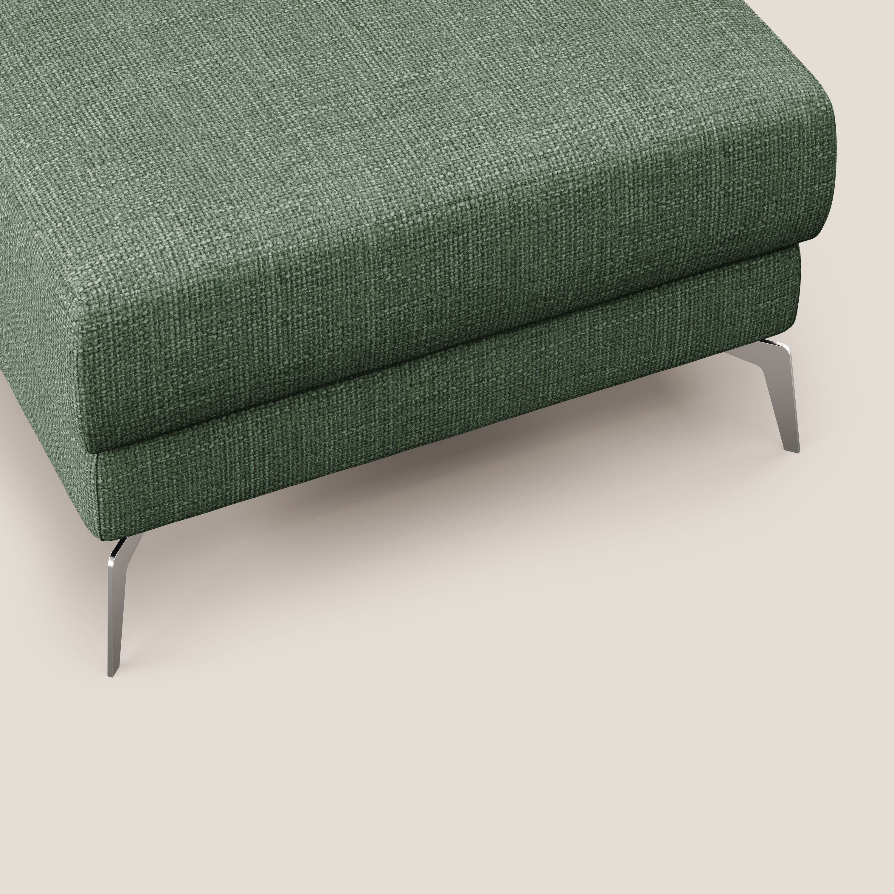 Star Pouf con piedini alti in tessuto impermeabile morbido intreccio T06 verde - divani.store