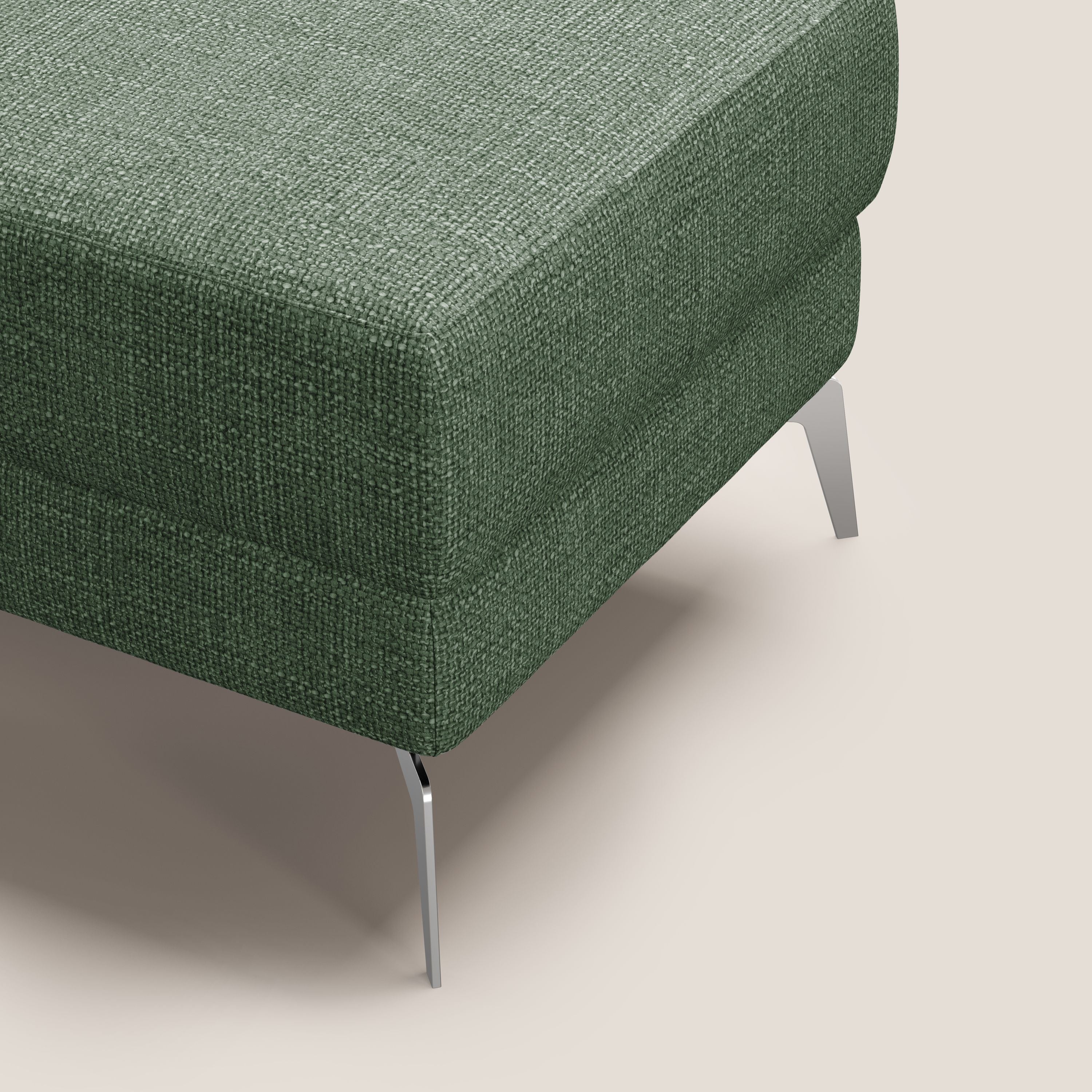 Star Pouf con piedini alti in tessuto impermeabile morbido intreccio T06 verde - divani.store