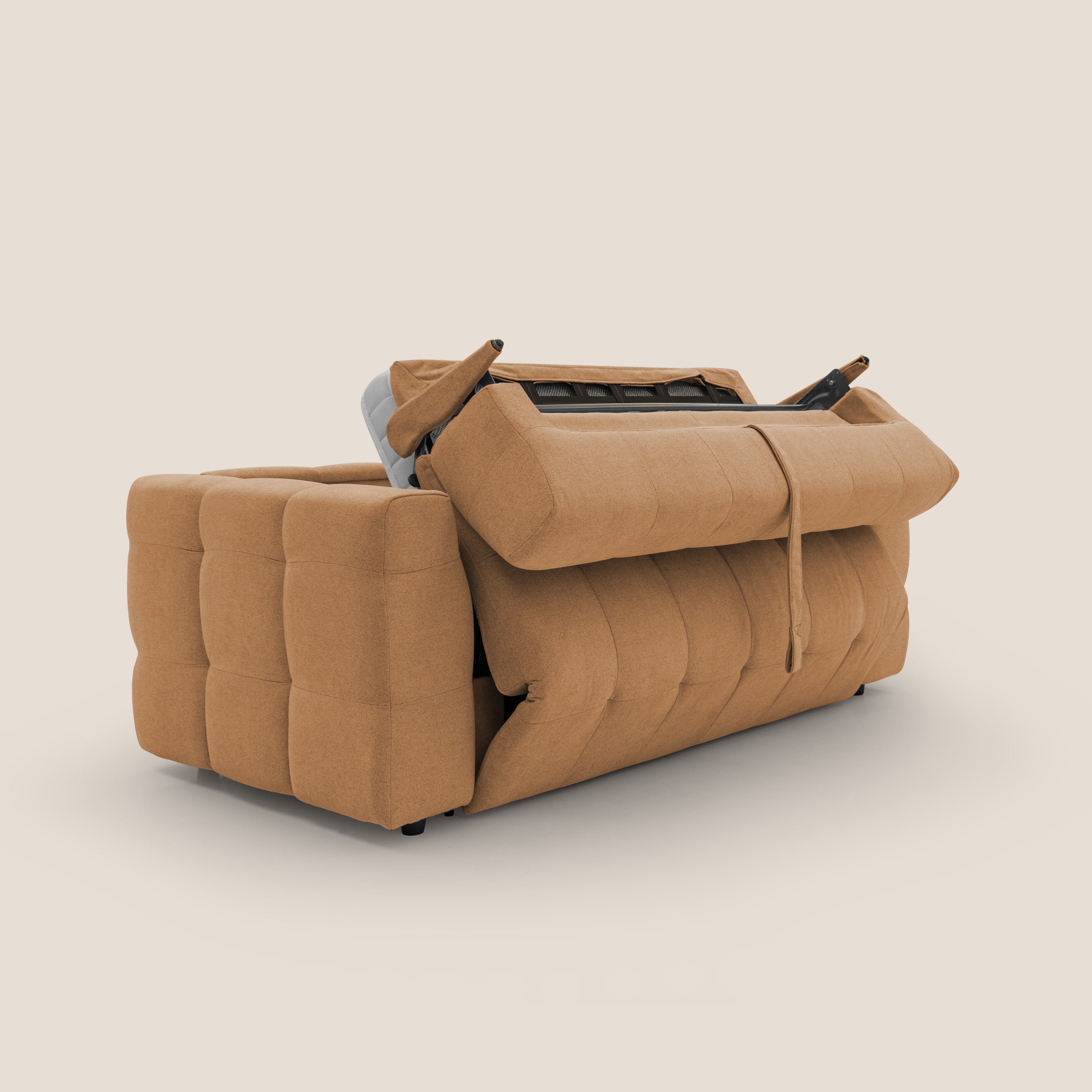 Tender Divano letto matrimoniale dal design innovativo in tessuto bouclet impermeabile T07 arancio - divani.store