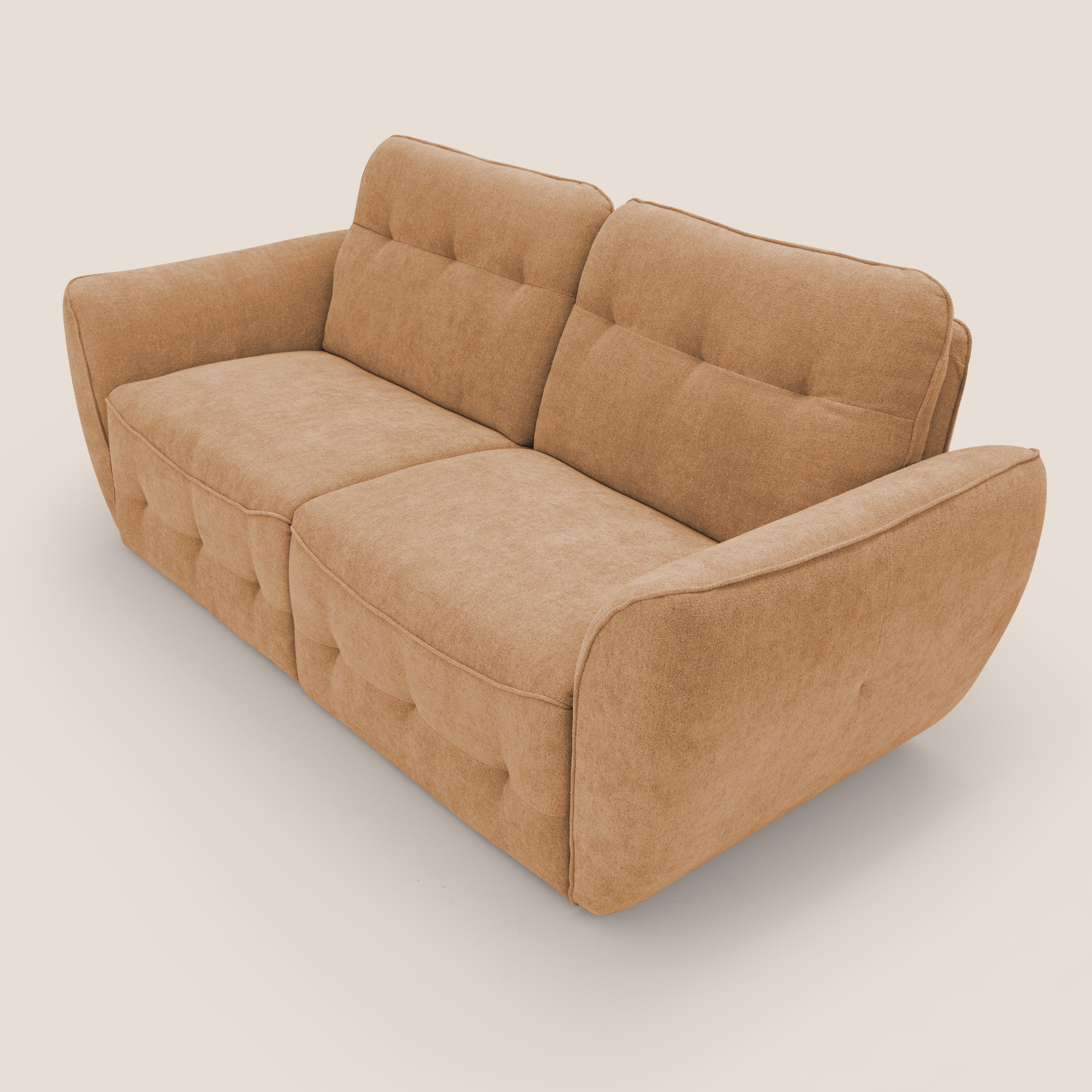 Cerbero divano 2 e 3 posti in morbido bouclé impermeabile T07 arancio - divani.store