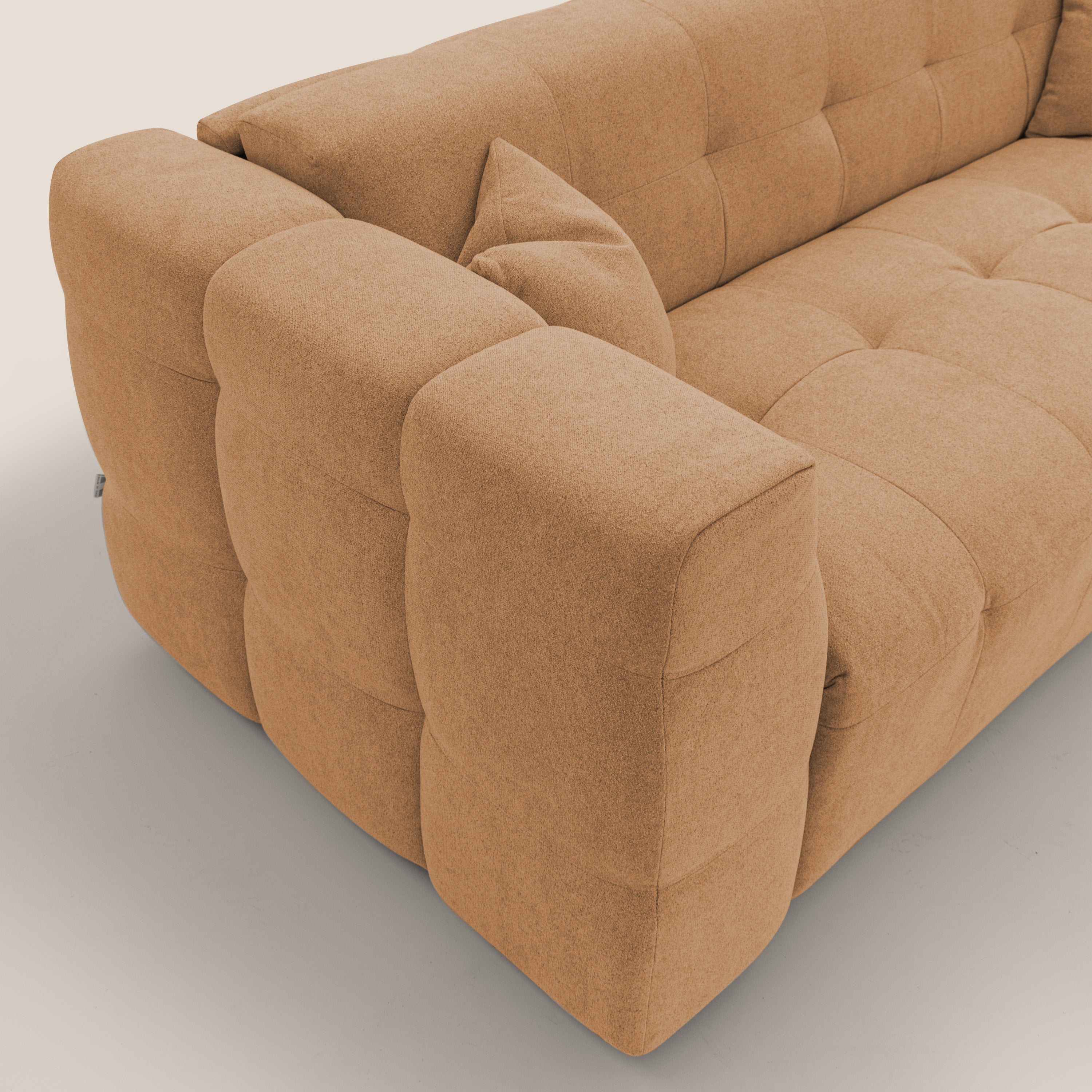 Tender Divano letto matrimoniale dal design innovativo in tessuto bouclet impermeabile T07 arancio - divani.store