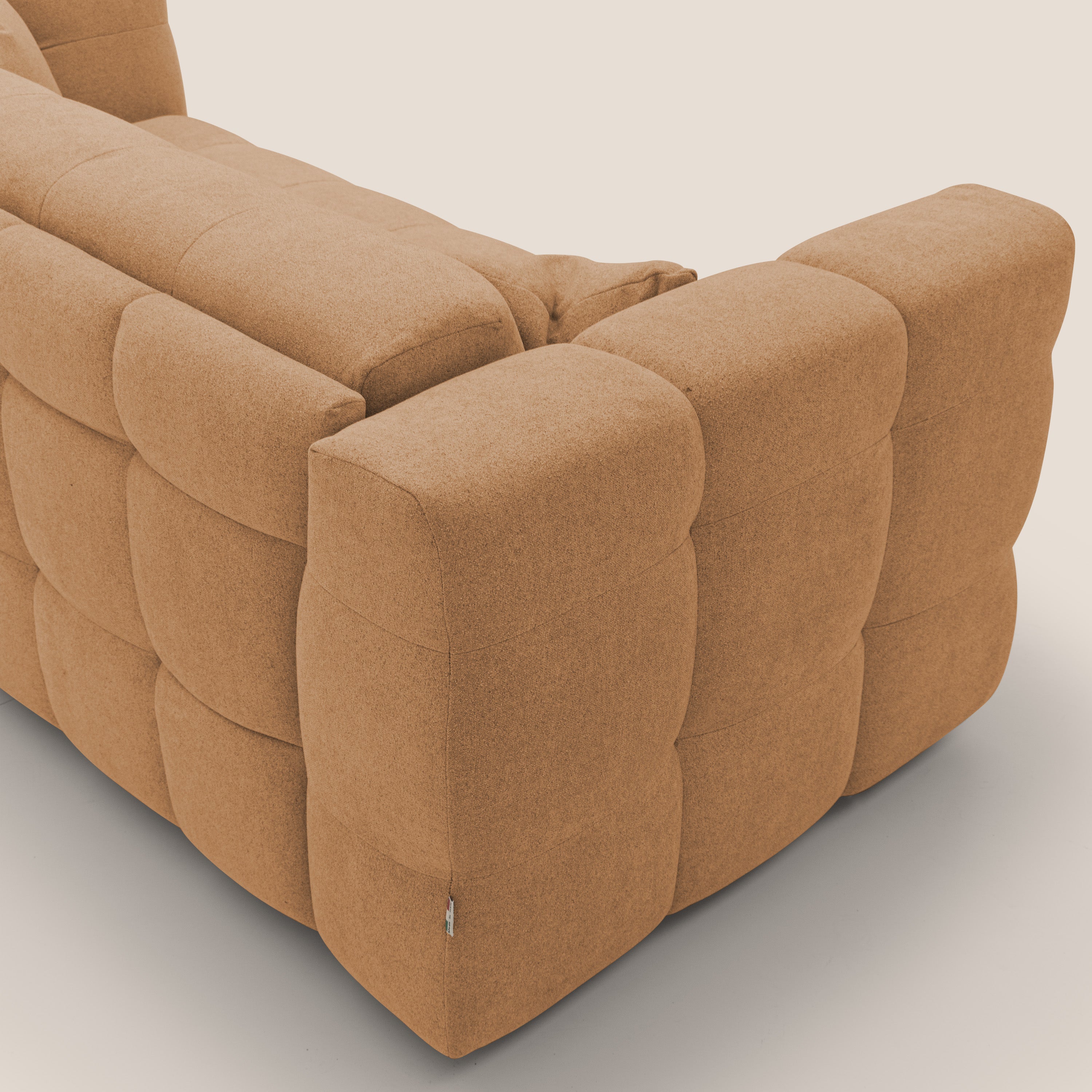 Tender Divano letto matrimoniale dal design innovativo in tessuto bouclet impermeabile T07 arancio - divani.store