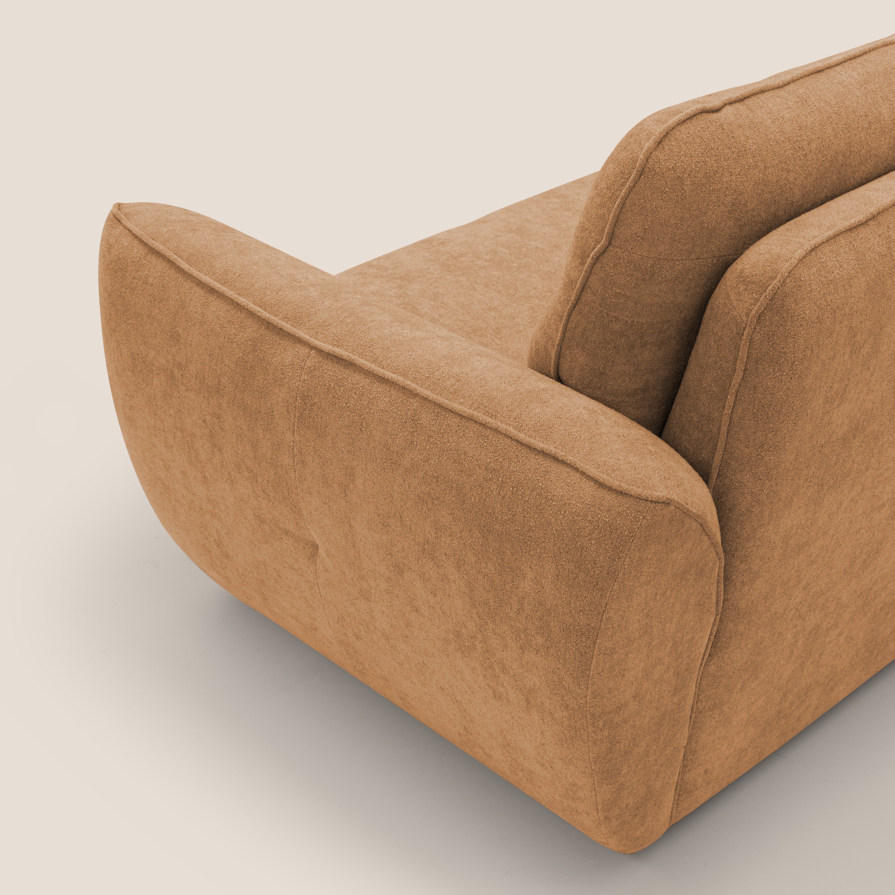 Cerbero divano 2 e 3 posti in morbido bouclé impermeabile T07 arancio - divani.store