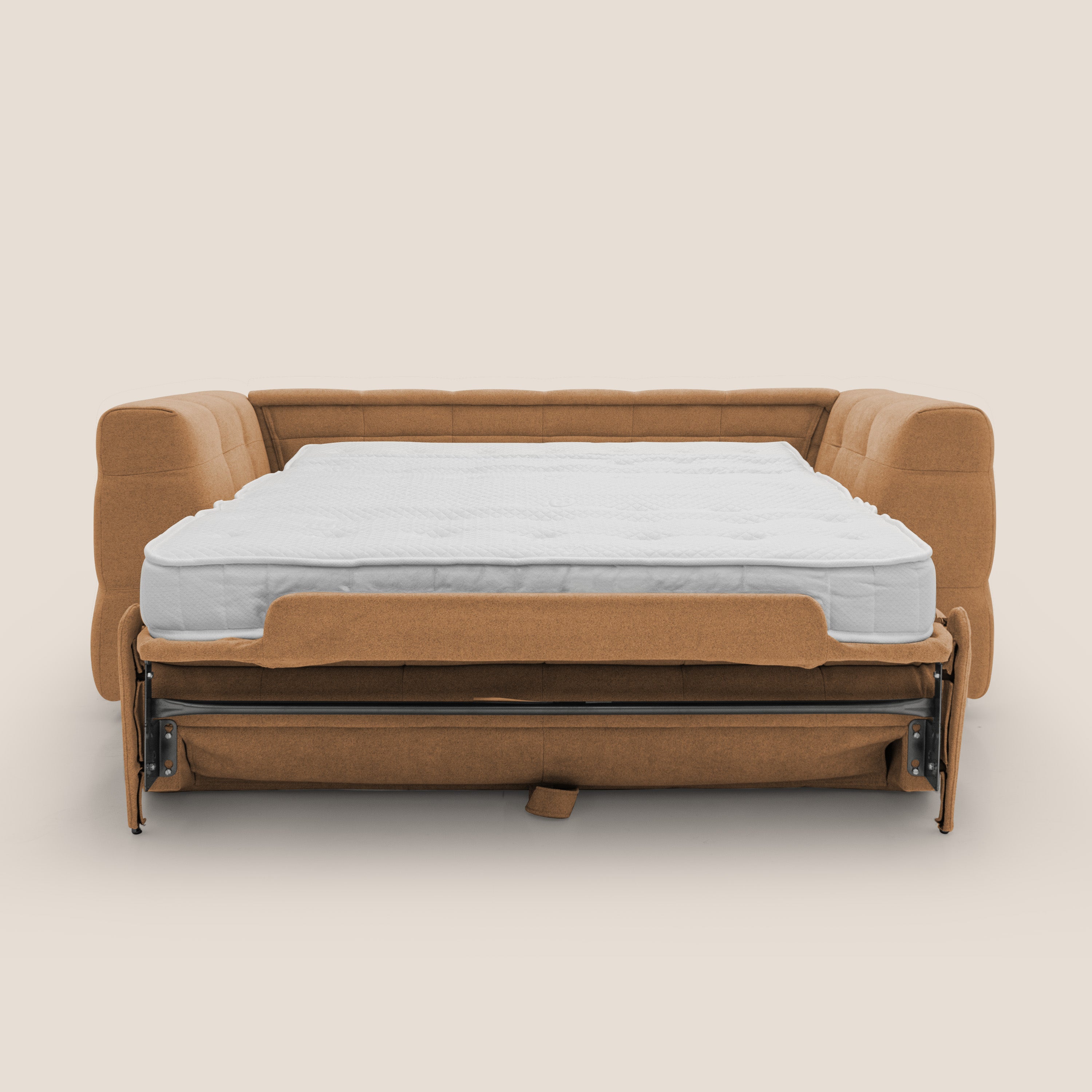 Tender Divano letto matrimoniale dal design innovativo in tessuto bouclet impermeabile T07 arancio - divani.store