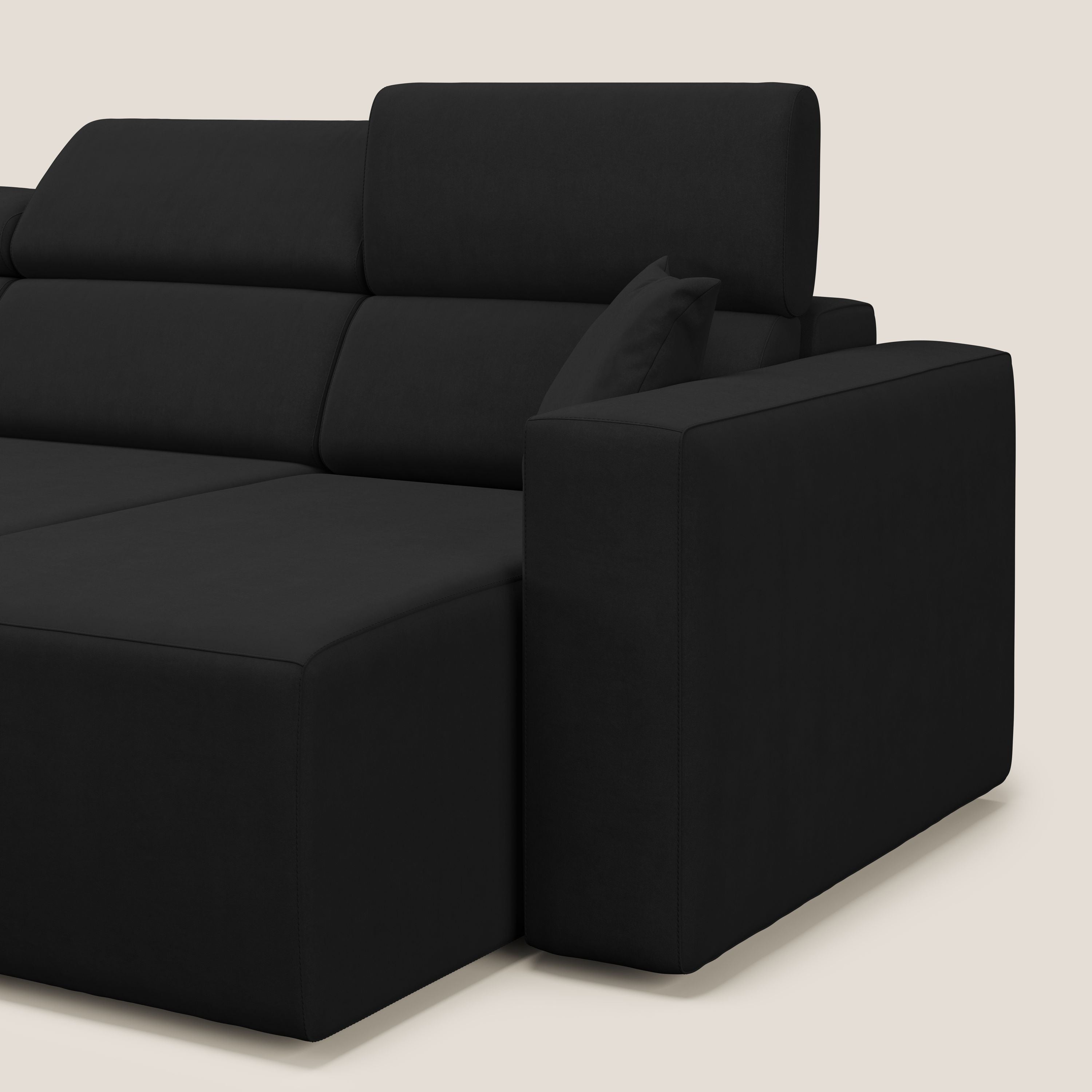 Orwell divano con 3 sedute estraibili in microfibra smacchiabile T11 nero - divani.store