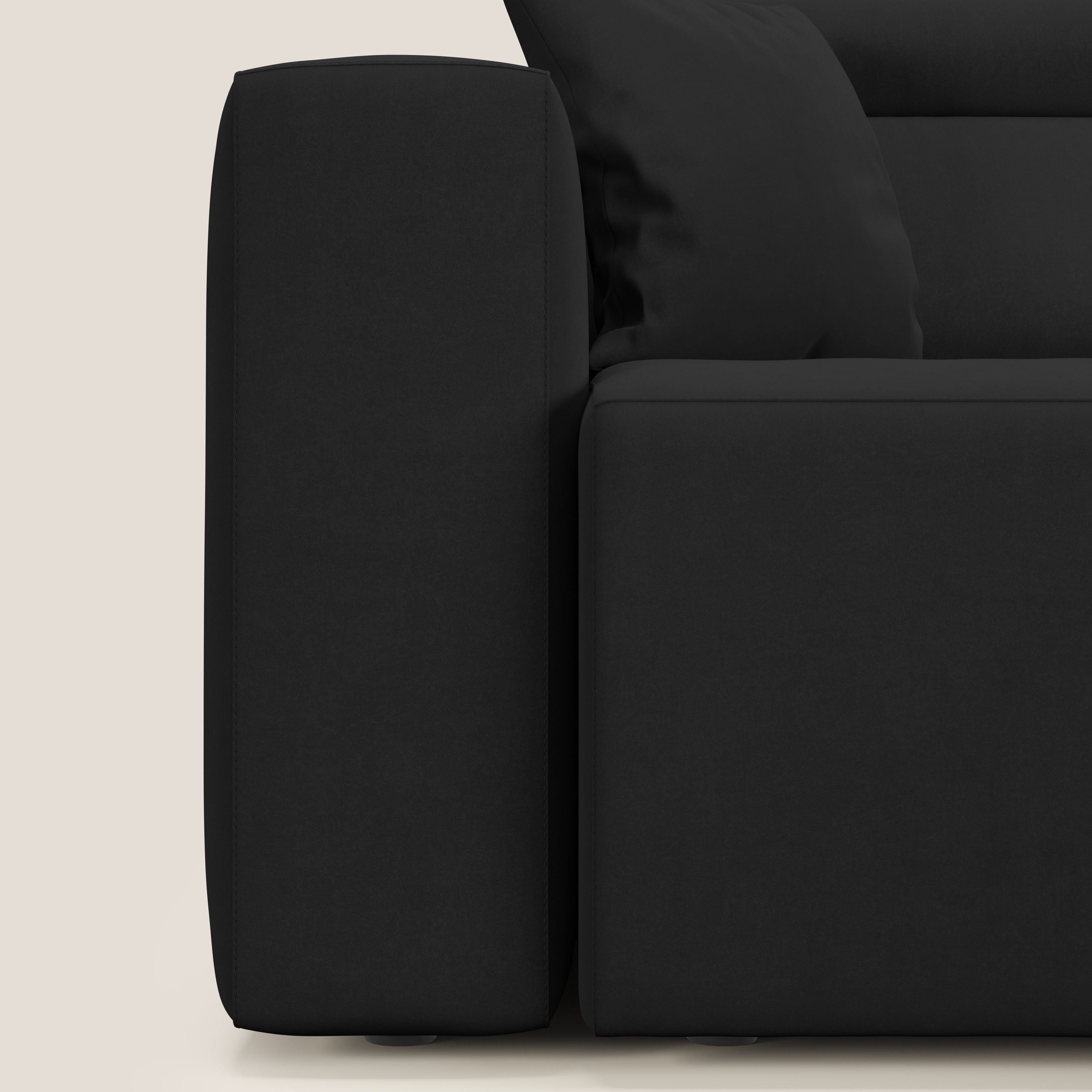 Orwell divano con 3 sedute estraibili in microfibra smacchiabile T11 nero - divani.store