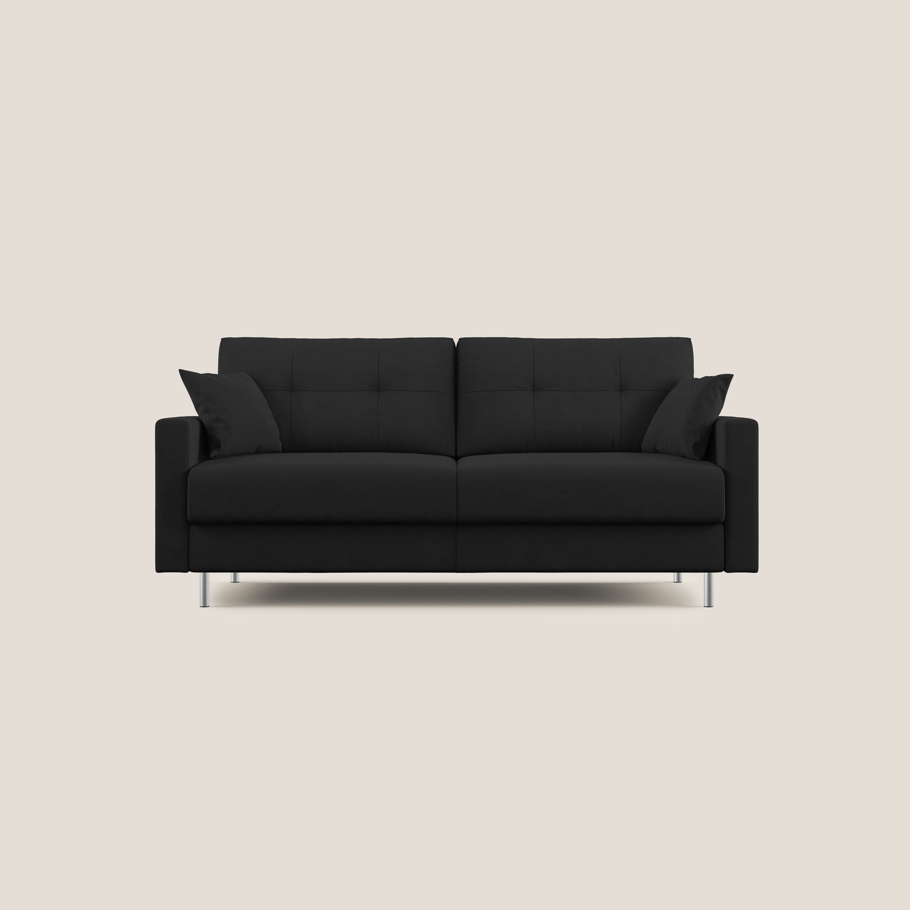 Megan divano letto matrimoniale in microfibra smacchiabile T11 nero - divani.store