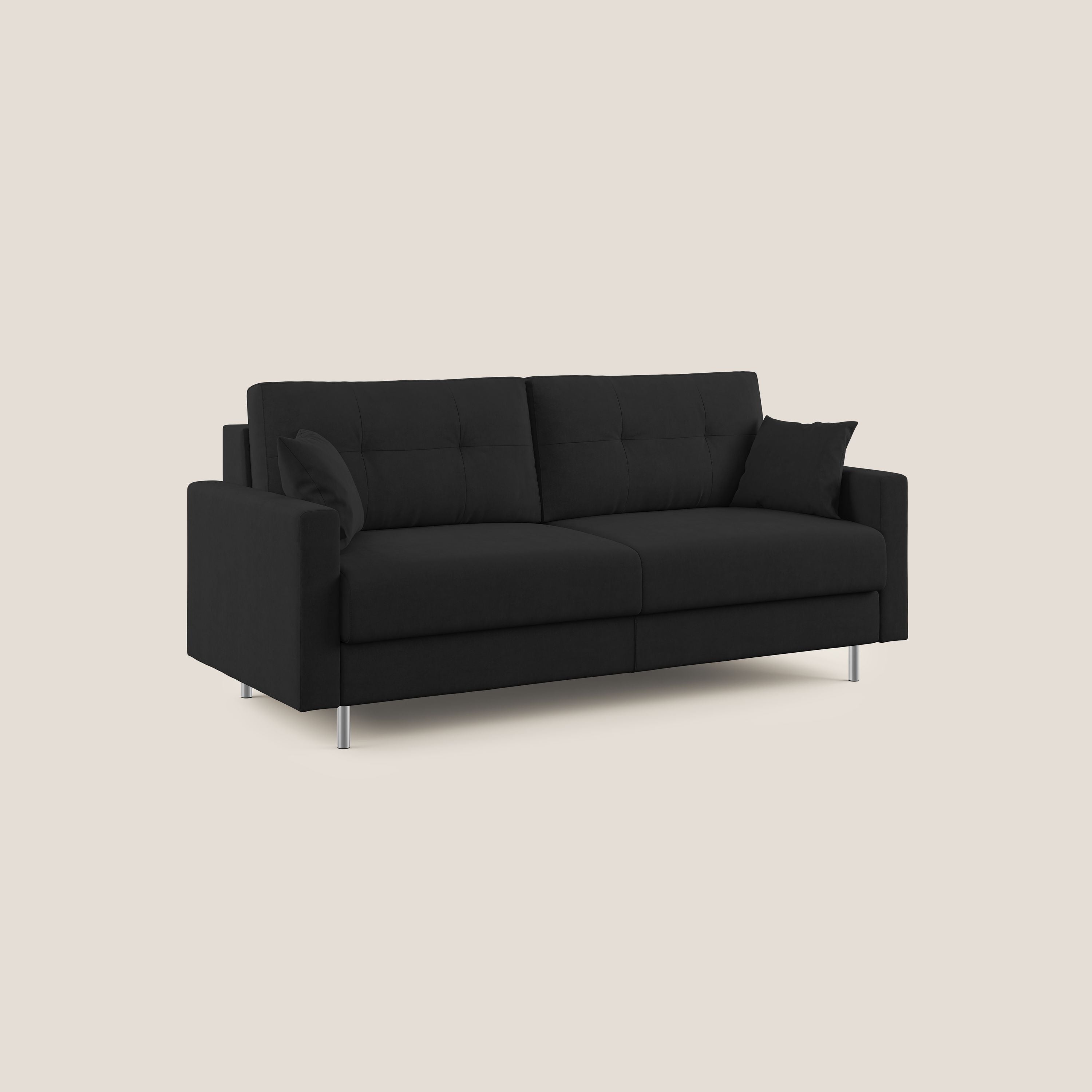 Megan divano letto matrimoniale in microfibra smacchiabile T11 nero - divani.store