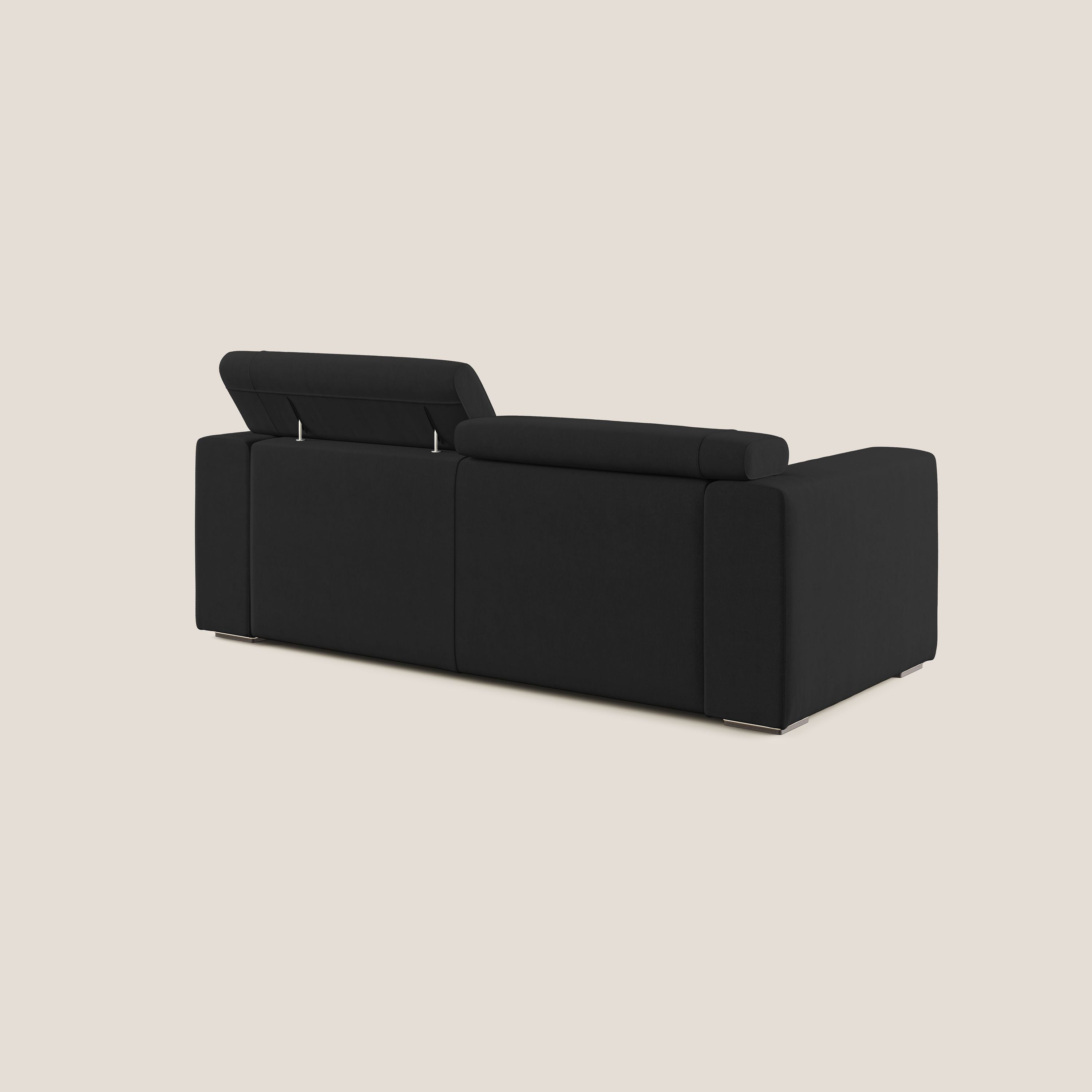 Vegas divano con poggiatesta reclinabili in microfibra smacchiabile T11 nero - divani.store