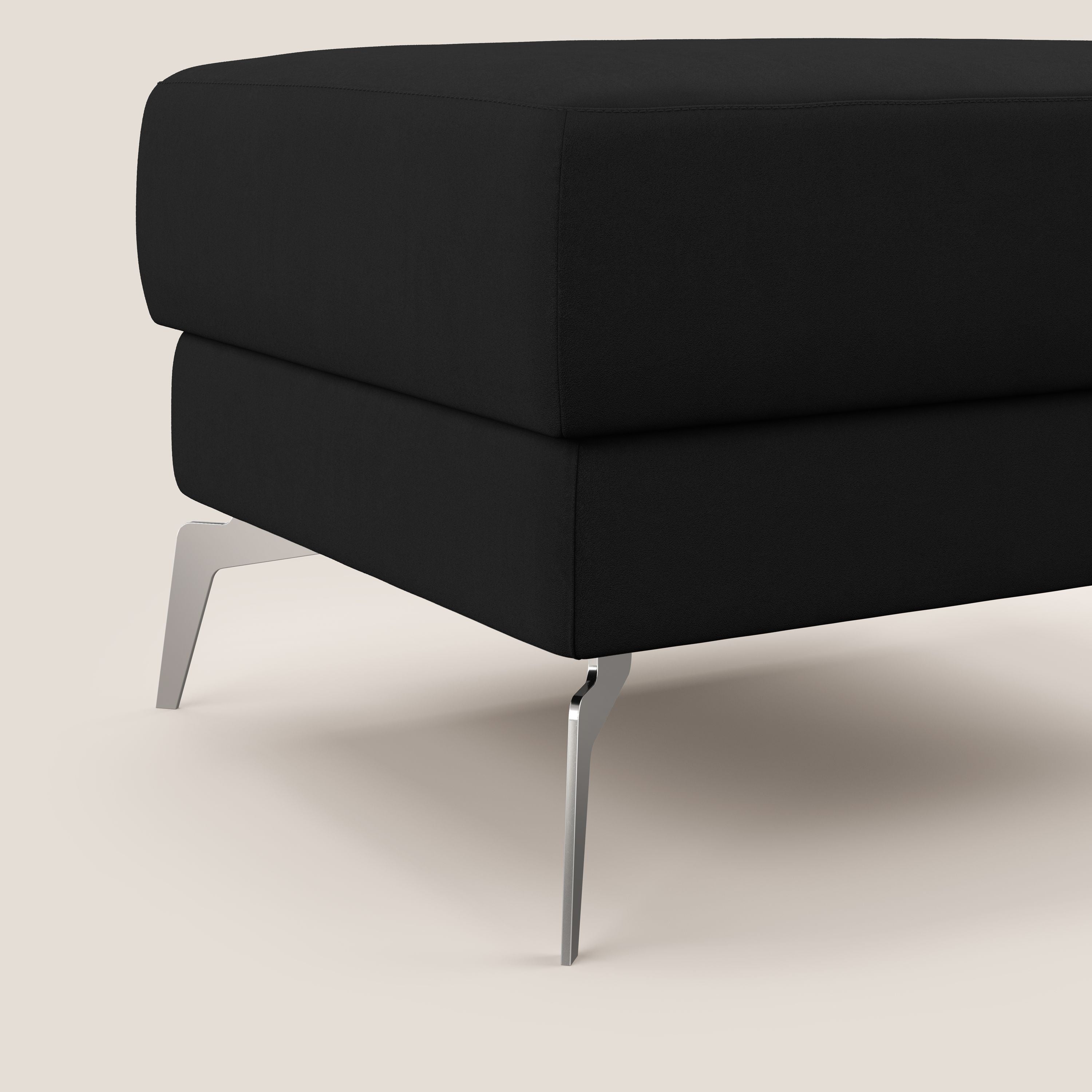 Star Pouf con piedini alti in microfibra impermeabile T11 nero - divani.store