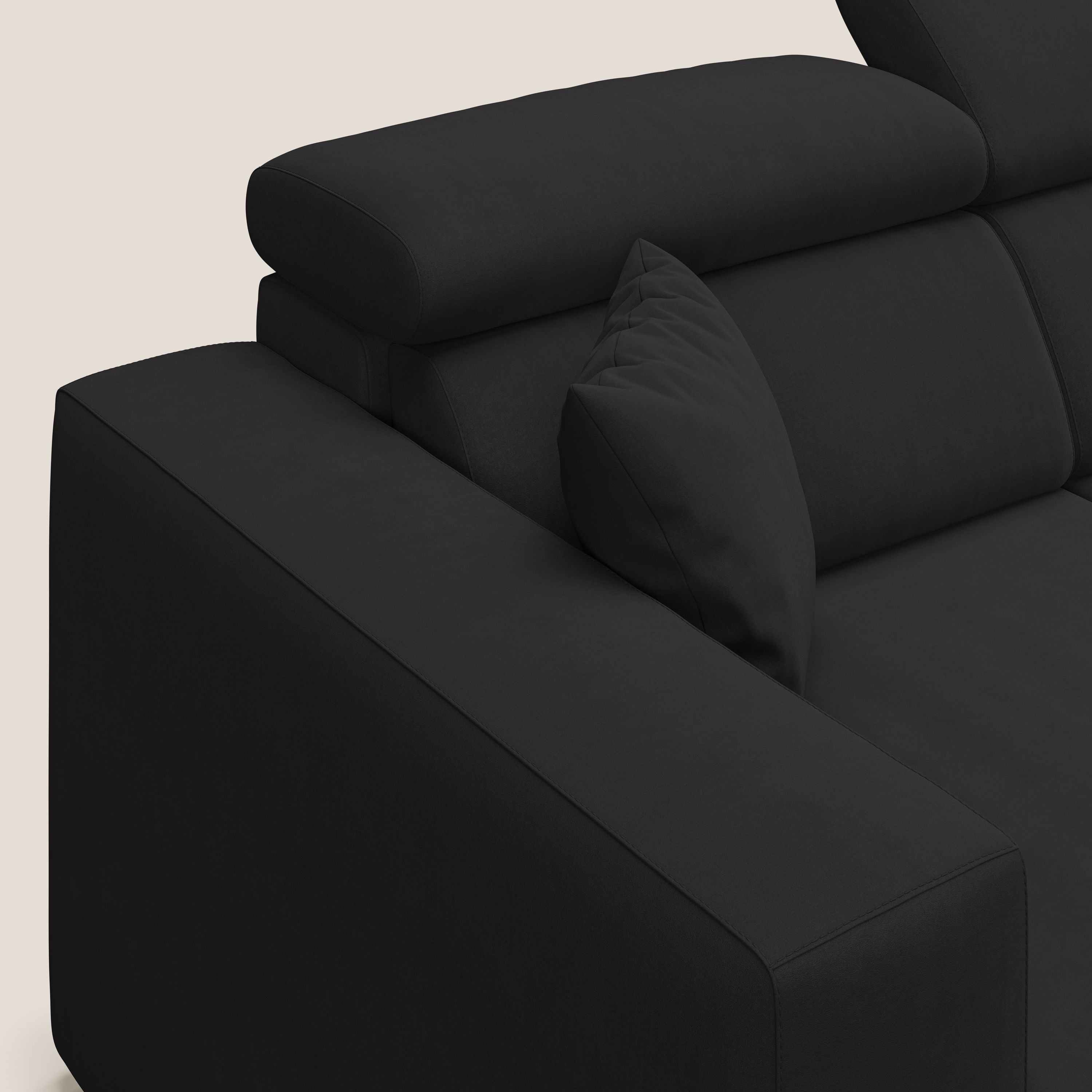 Orwell divano con 3 sedute estraibili in microfibra smacchiabile T11 nero - divani.store