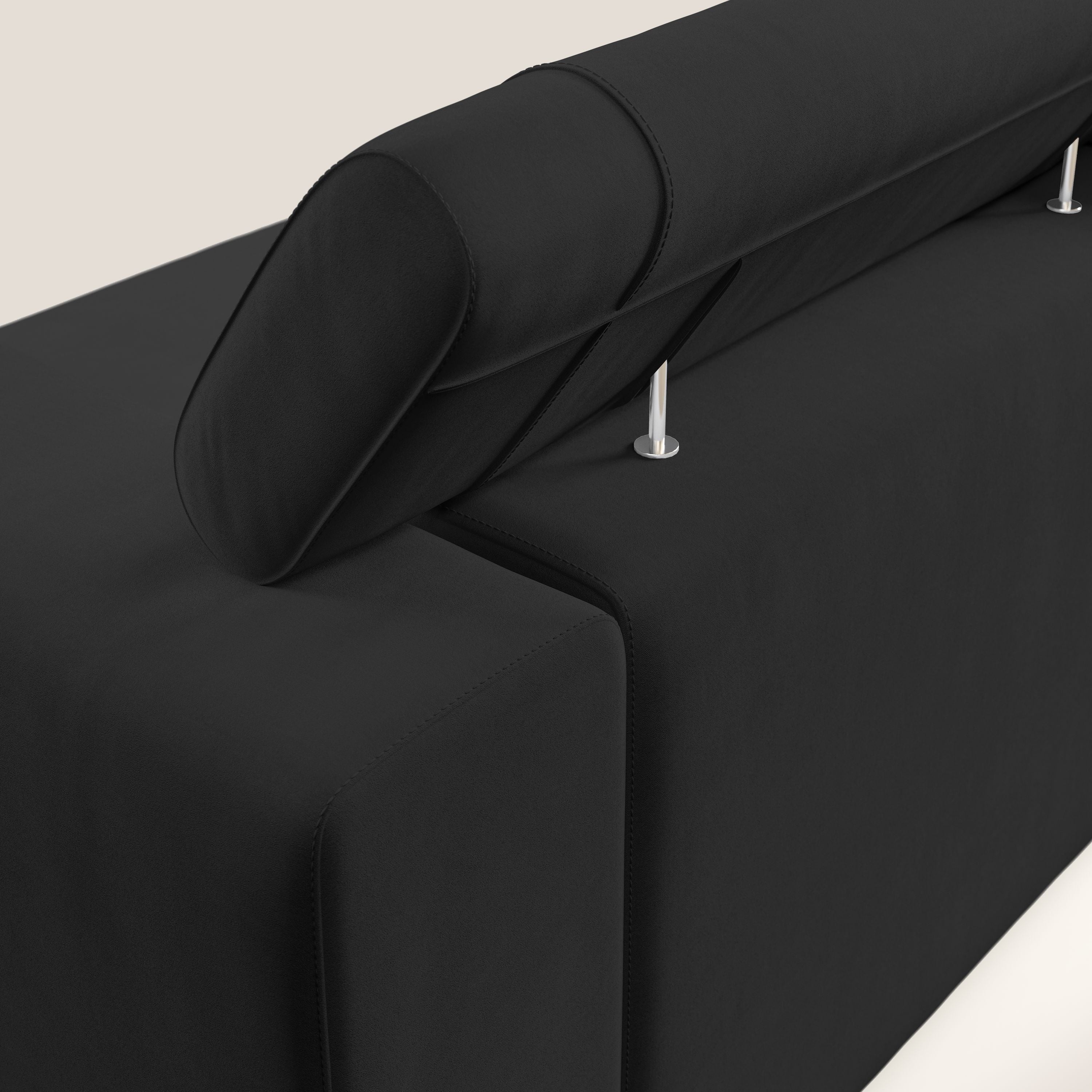 Vegas divano con poggiatesta reclinabili in microfibra smacchiabile T11 nero - divani.store