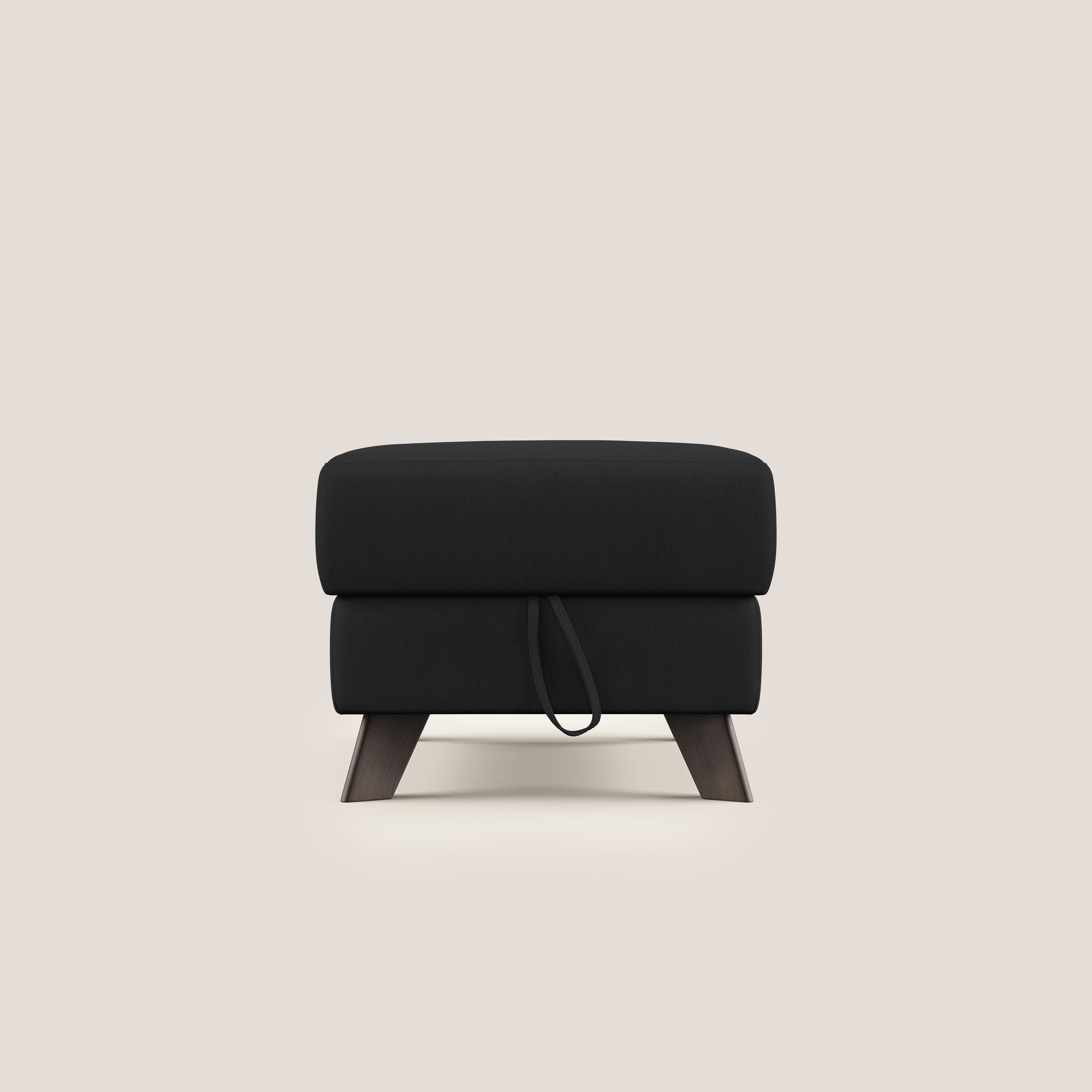 Moon Pouf contenitore e piedini alti in microfibra impermeabile T11 nero - divani.store