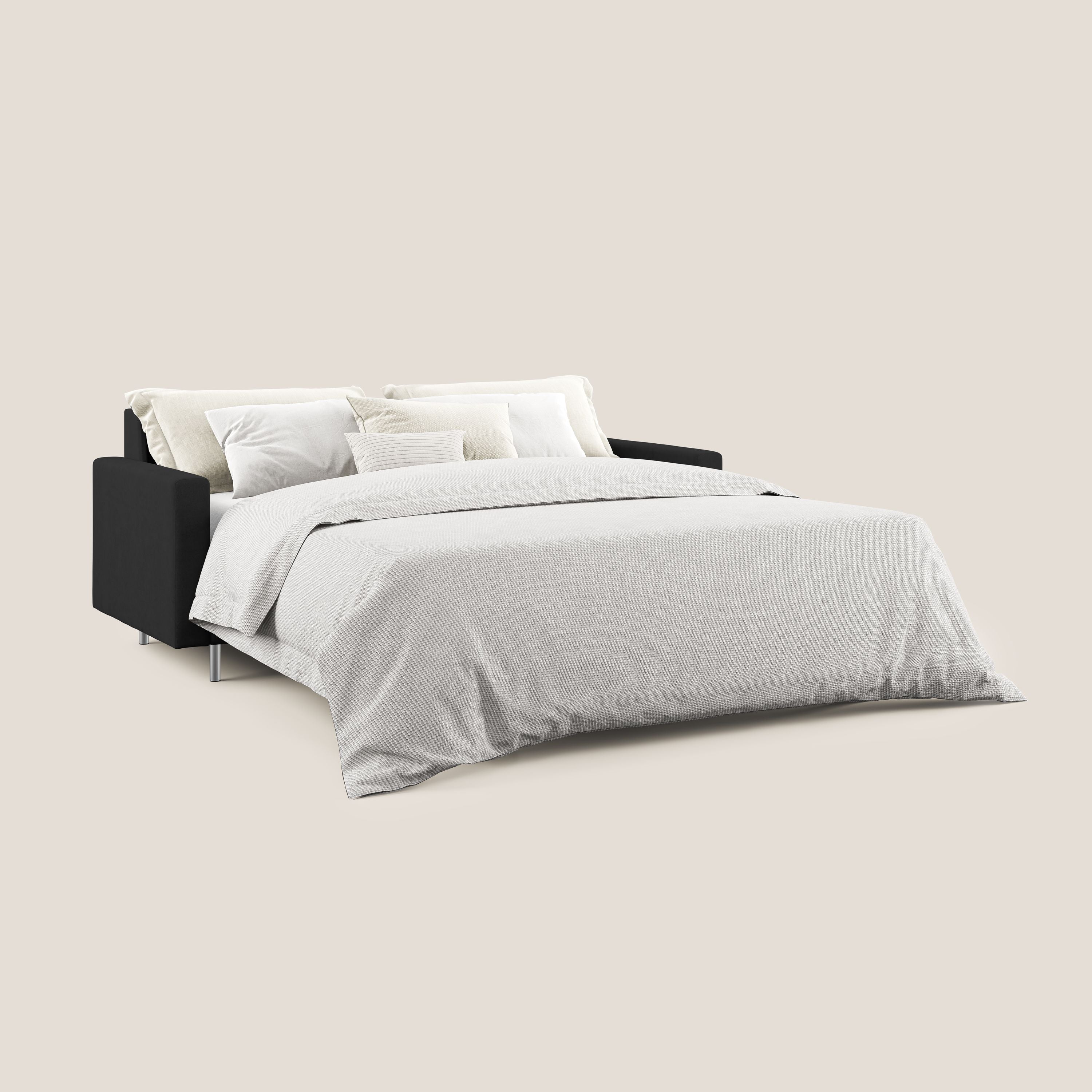 Megan divano letto matrimoniale in microfibra smacchiabile T11 nero - divani.store