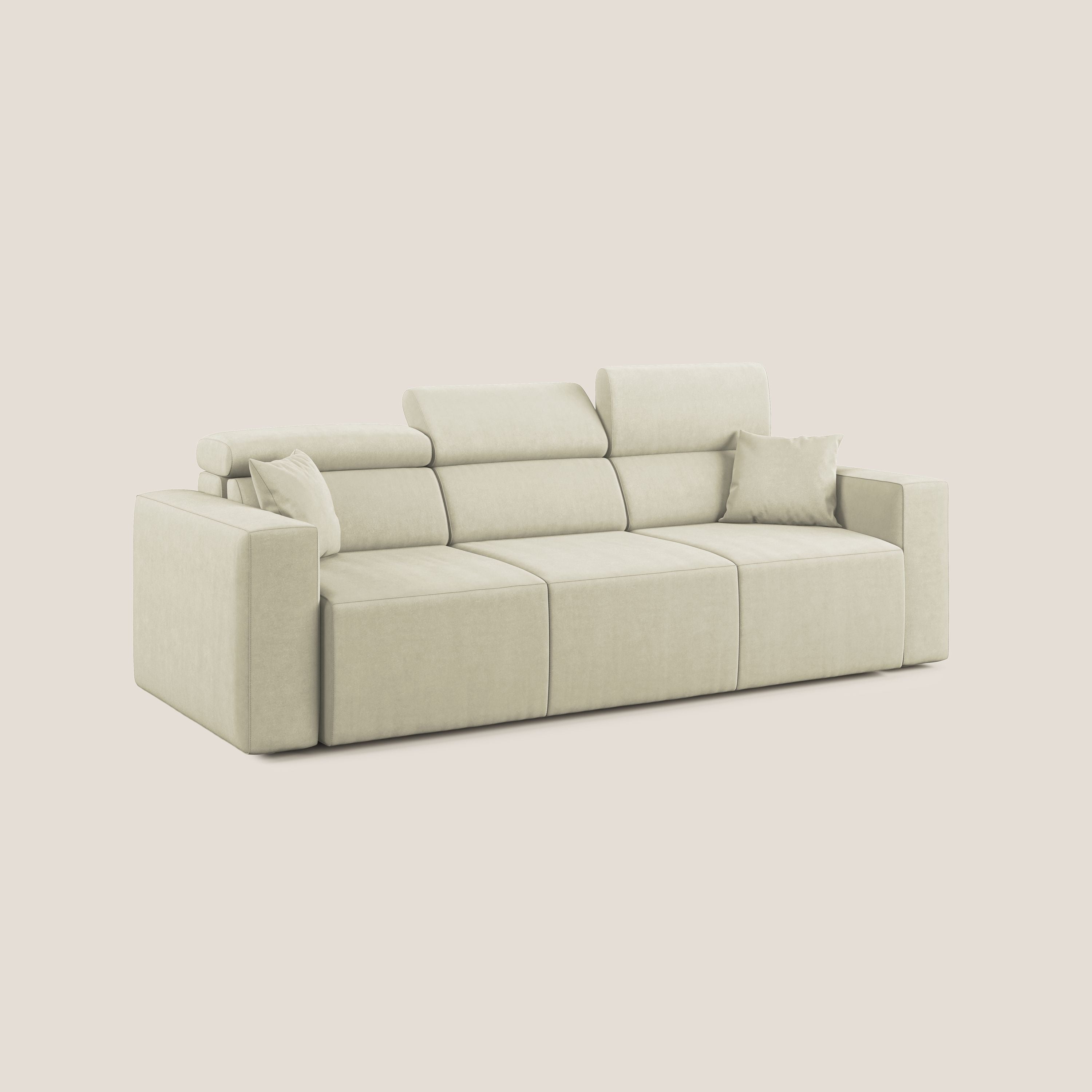 Orwell divano con 3 sedute estraibili in microfibra smacchiabile T11 panna - divani.store