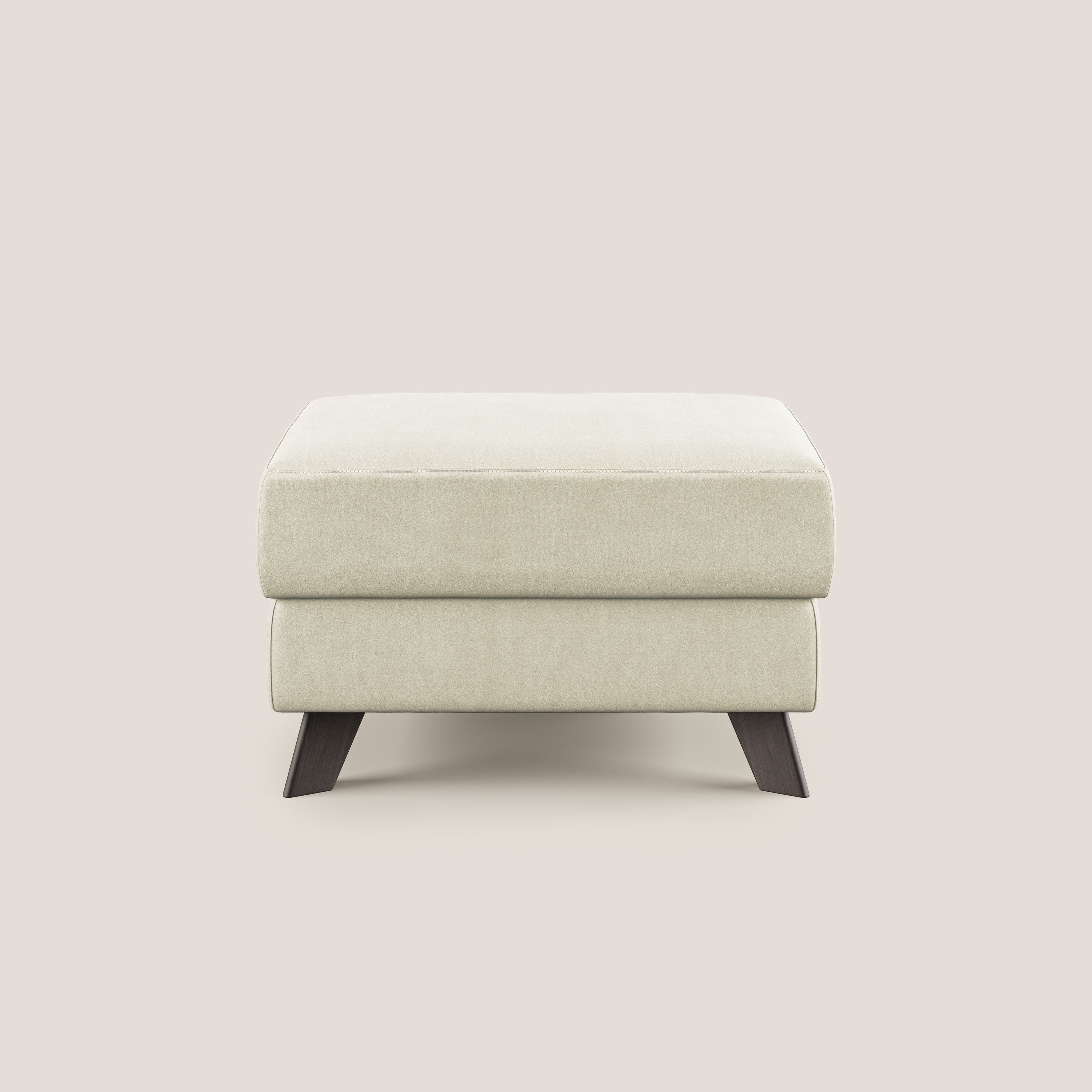 Moon Pouf contenitore e piedini alti in microfibra impermeabile T11 panna - divani.store