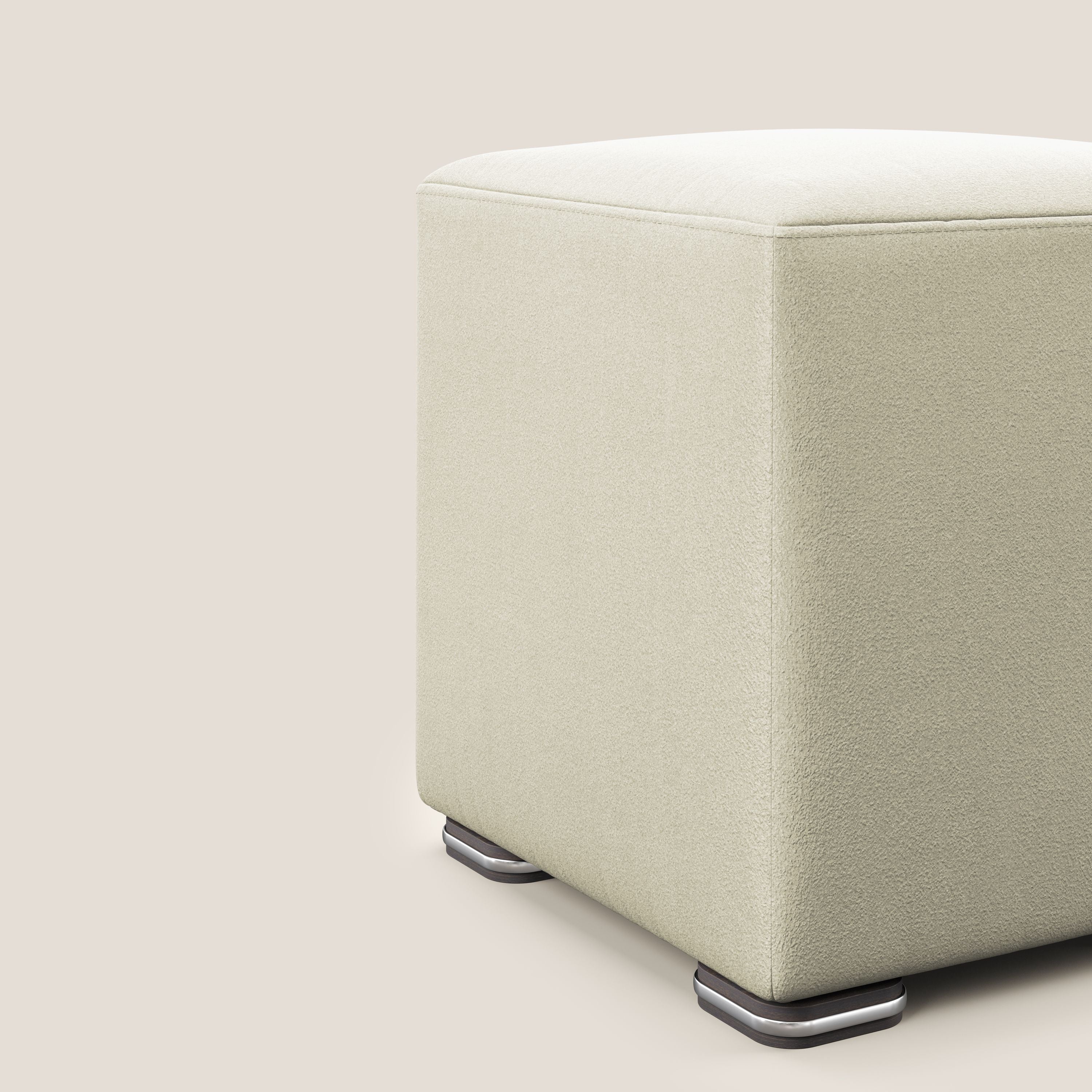 Cube pouf in microfibra smacchiabile T11 panna - divani.store