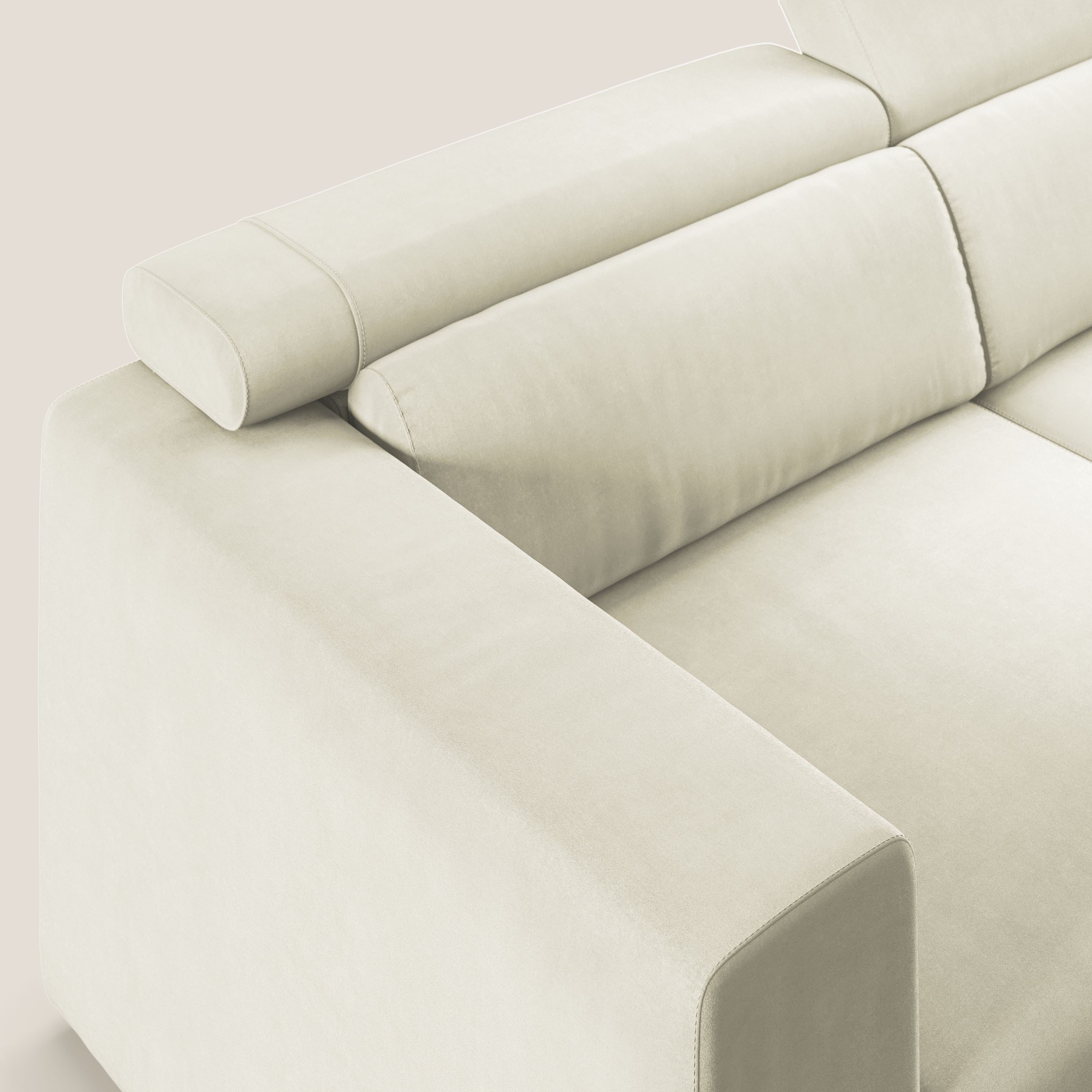 Vegas divano con poggiatesta reclinabili in microfibra smacchiabile T11 panna - divani.store