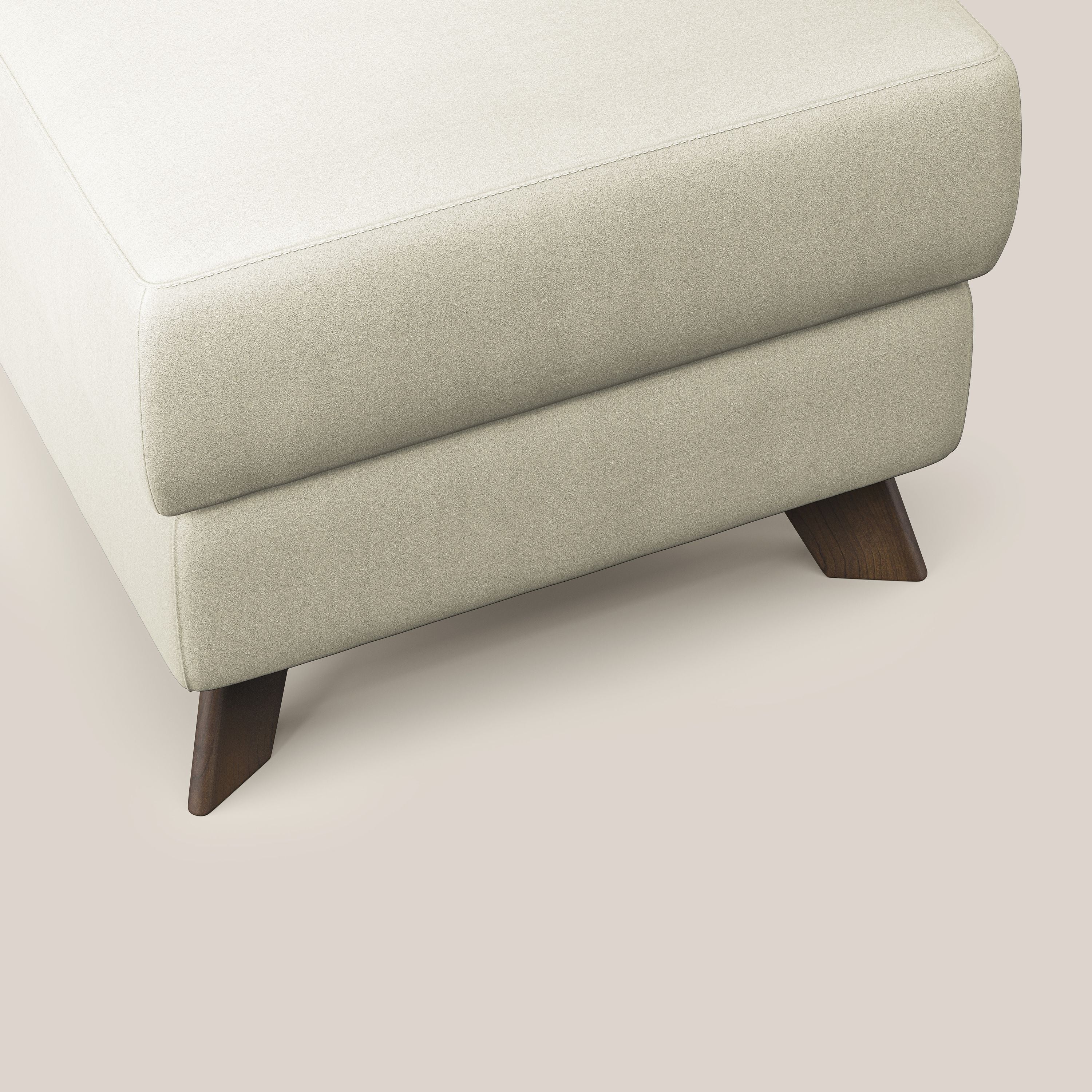 Moon Pouf contenitore e piedini alti in microfibra impermeabile T11 panna - divani.store