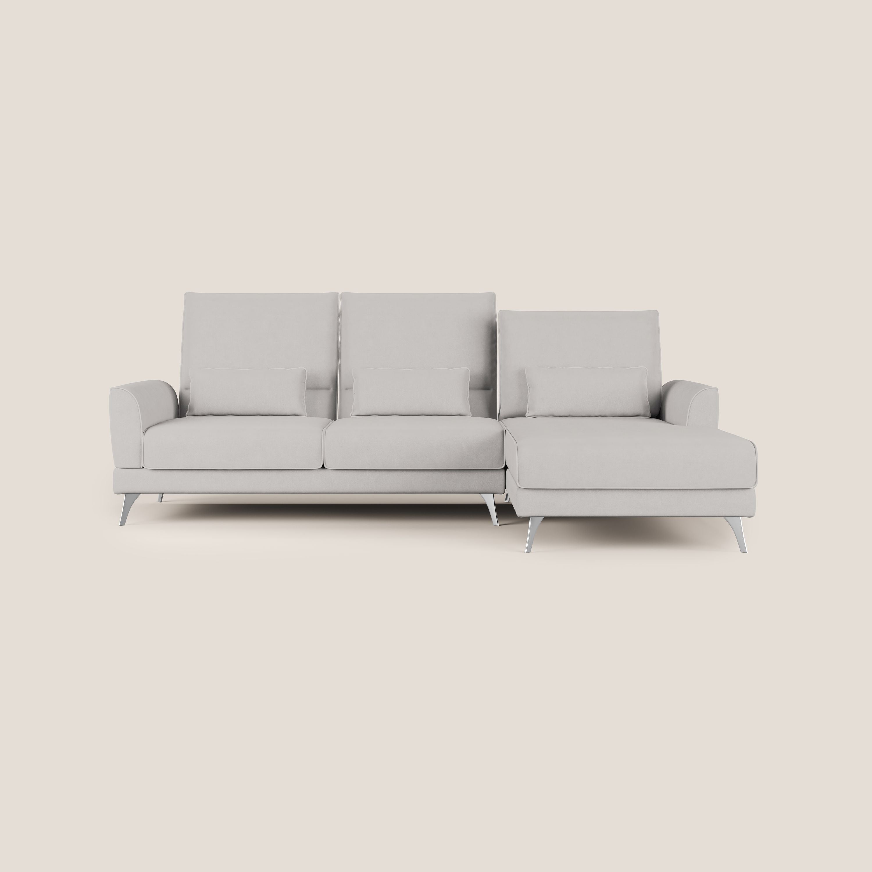 Tommy Divano angolare con relax e schienali traslanti in microfibra smacchiabile T11 grigio chiaro - divani.store