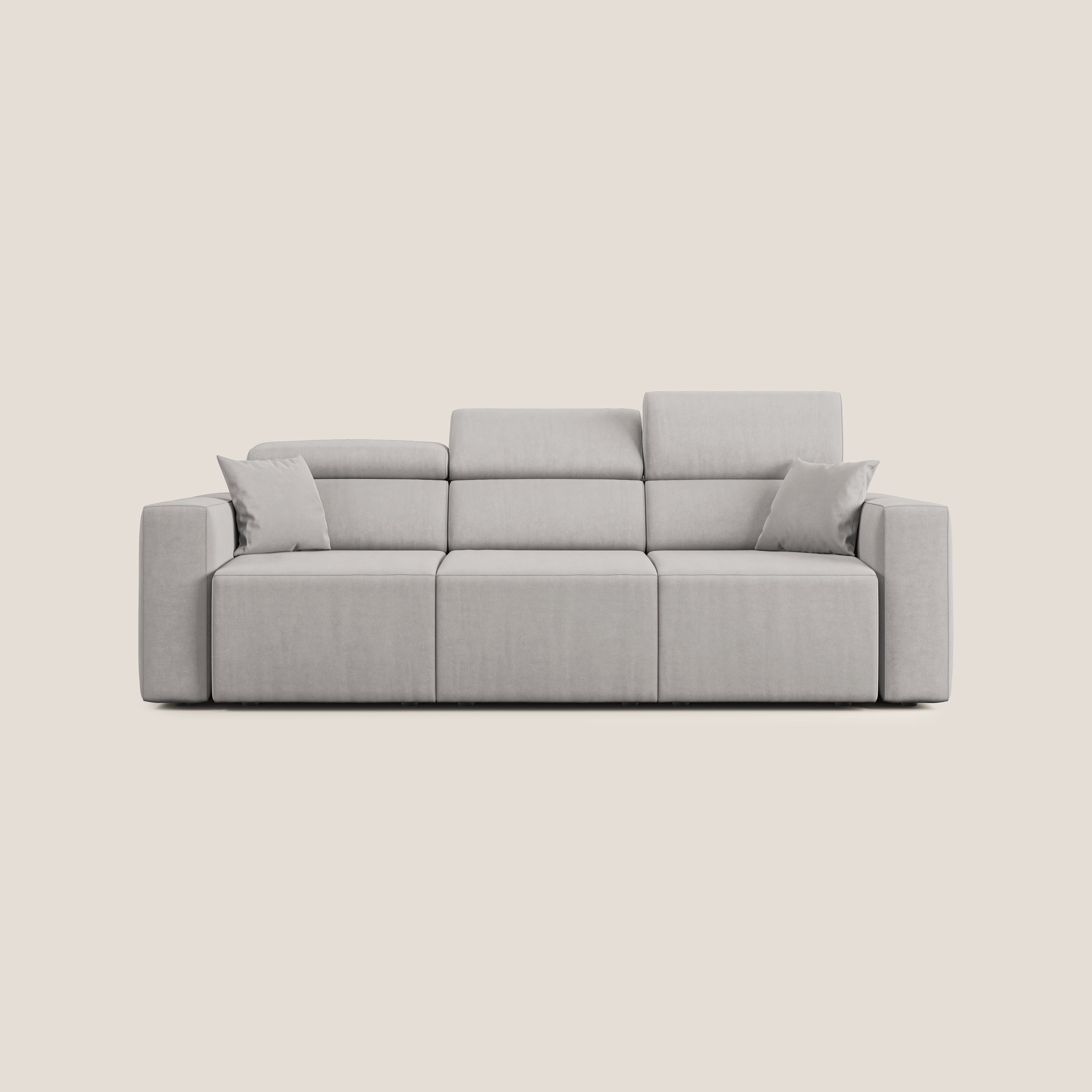 Orwell divano con 3 sedute estraibili in microfibra smacchiabile T11 grigio chiaro - divani.store