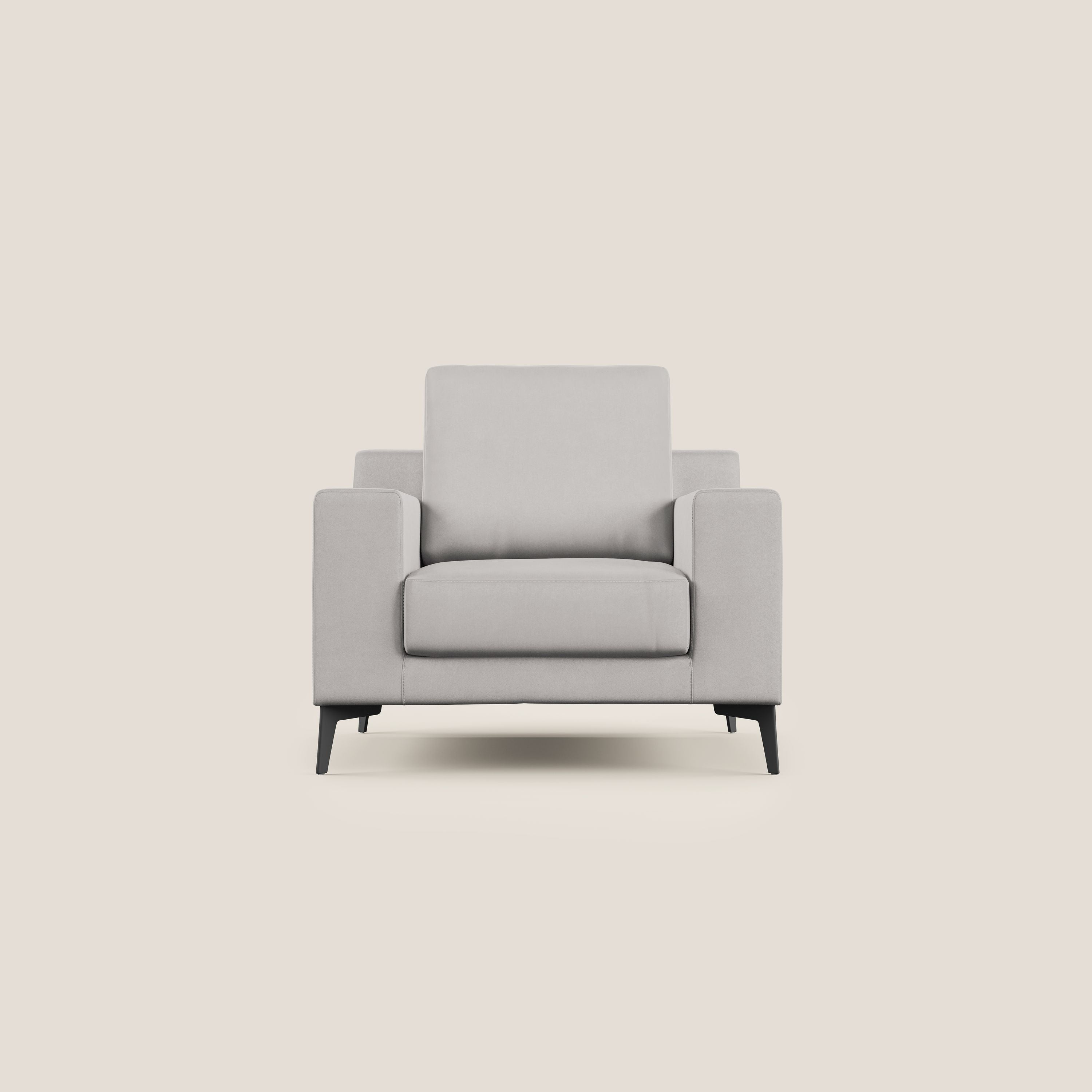 Prestige poltroncina moderna in microfibra smacchiabile T11 grigio chiaro - divani.store