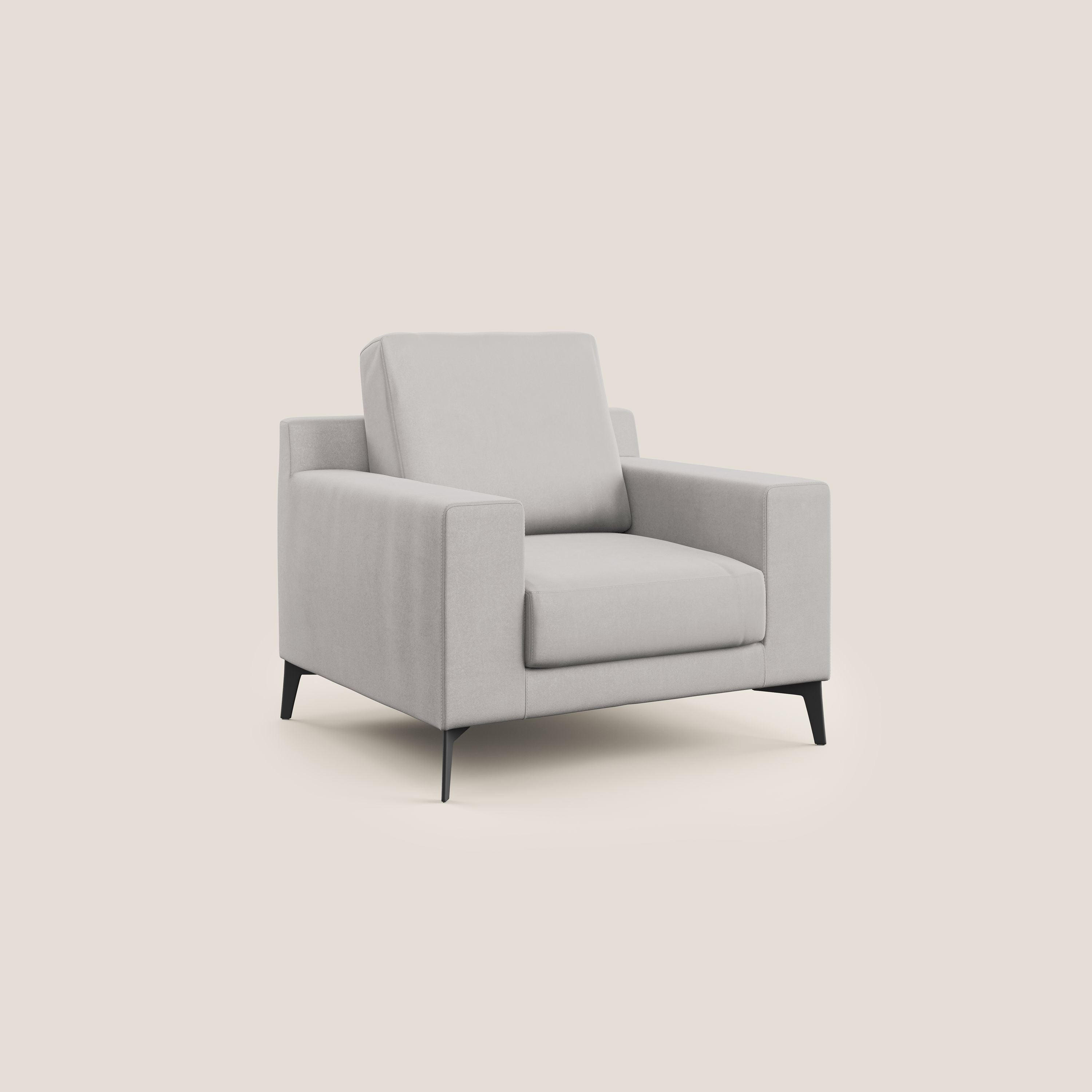 Prestige poltroncina moderna in microfibra smacchiabile T11 grigio chiaro - divani.store