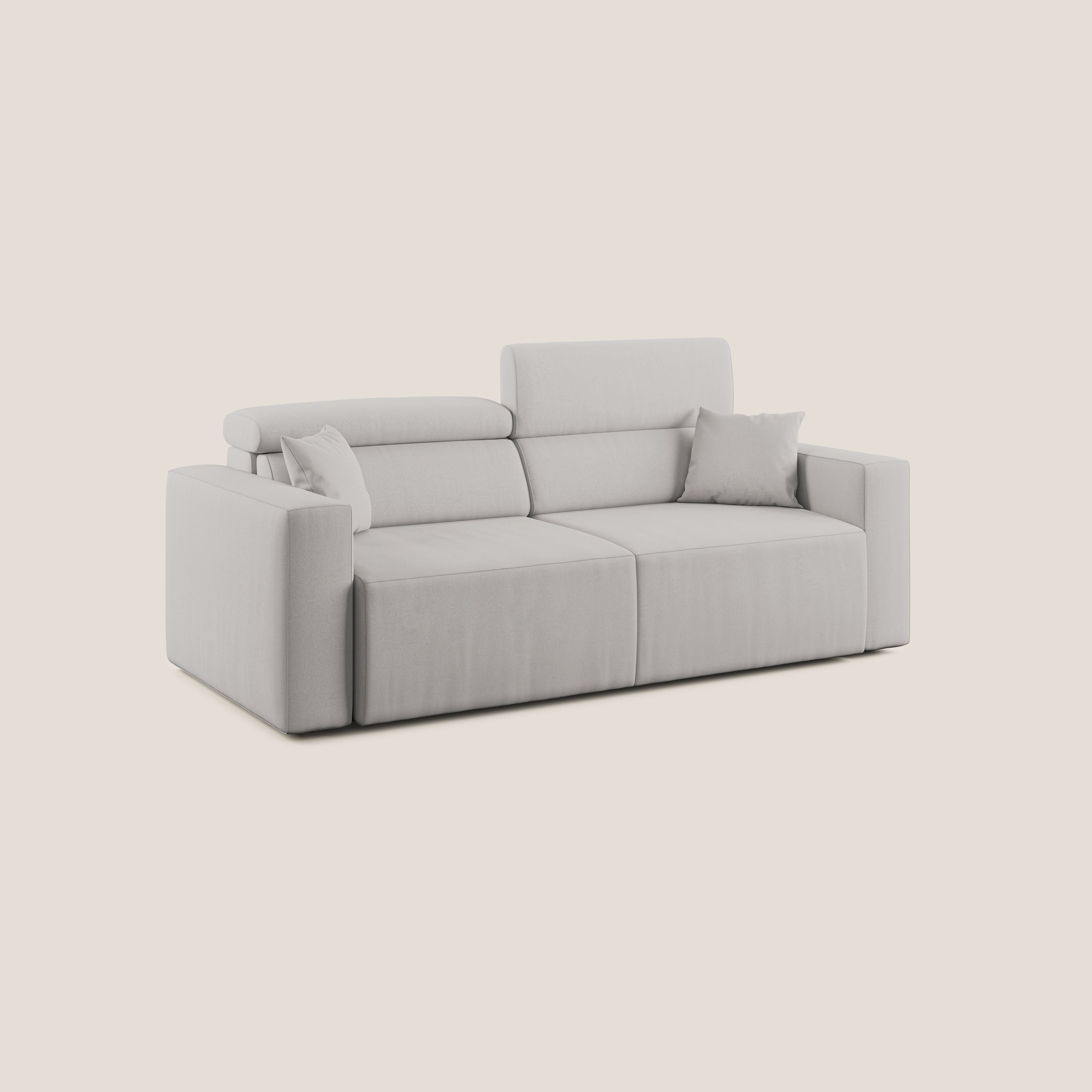 Orwell divano con seduta estraibile in microfibra smacchiabile T11 grigio chiaro - divani.store