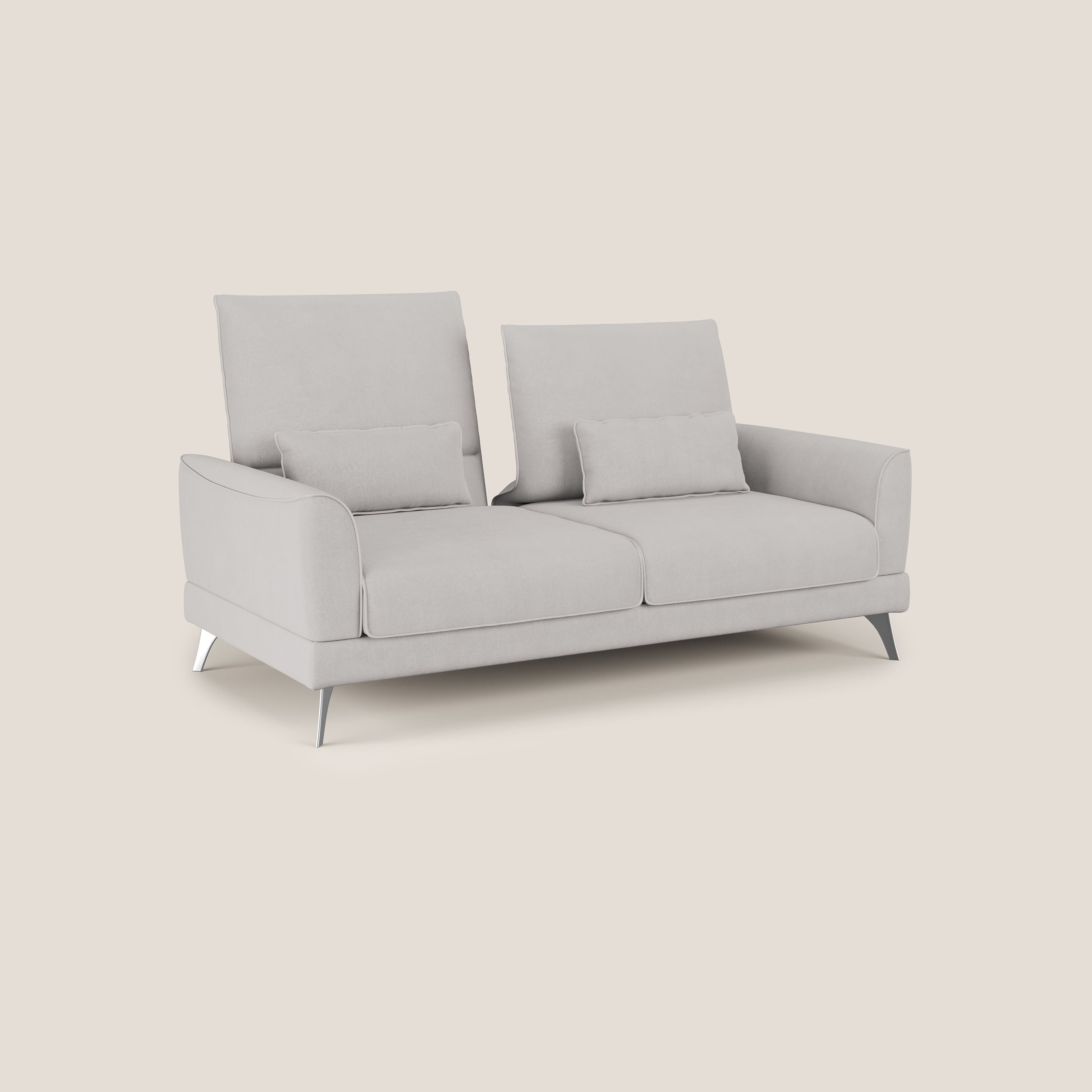 Tommy Divano relax con schienali traslanti in microfibra smacchiabile T11 grigio chiaro - divani.store