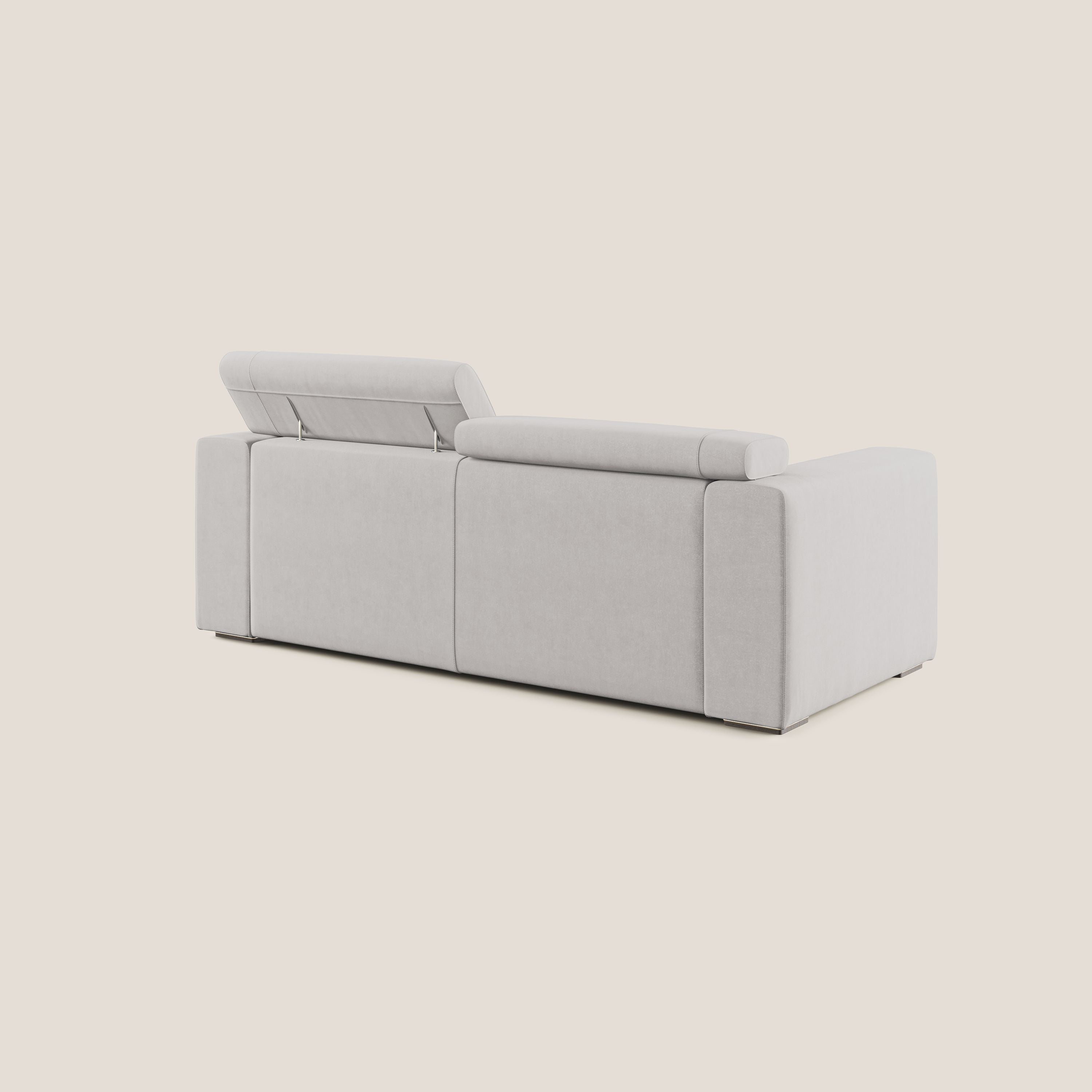 Vegas divano con poggiatesta reclinabili in microfibra smacchiabile T11 grigio chiaro - divani.store