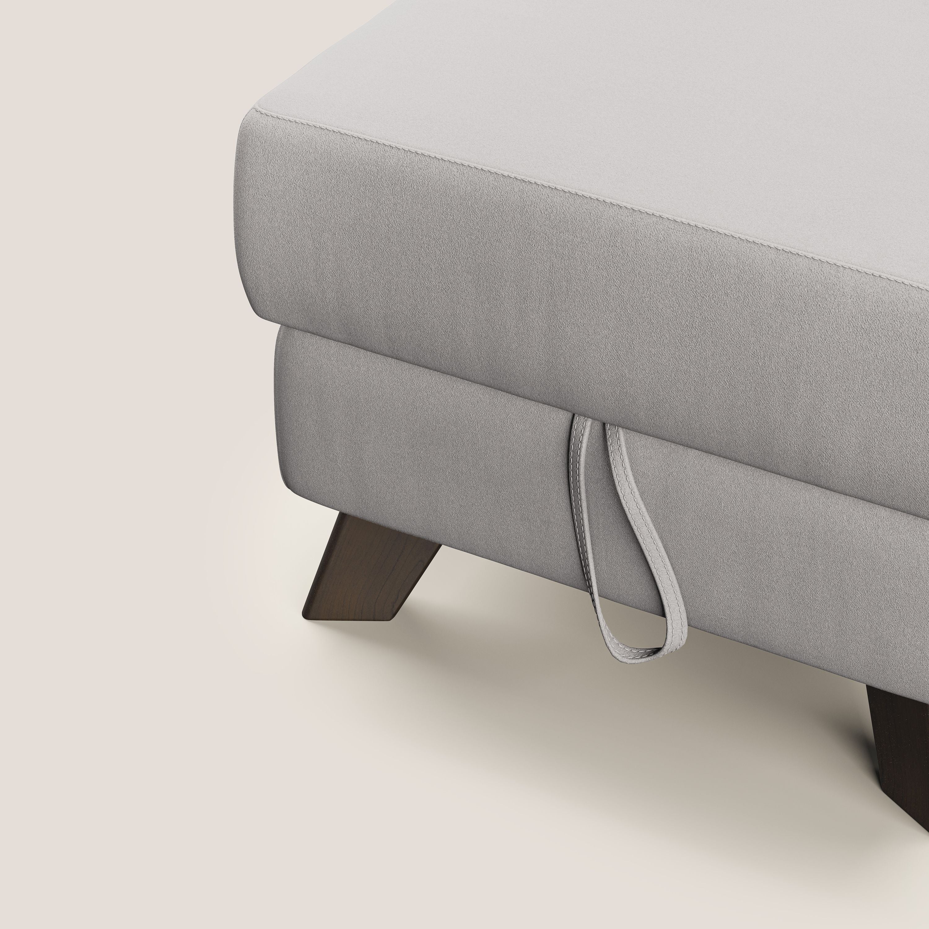 Moon Pouf contenitore e piedini alti in microfibra impermeabile T11 grigio chiaro - divani.store