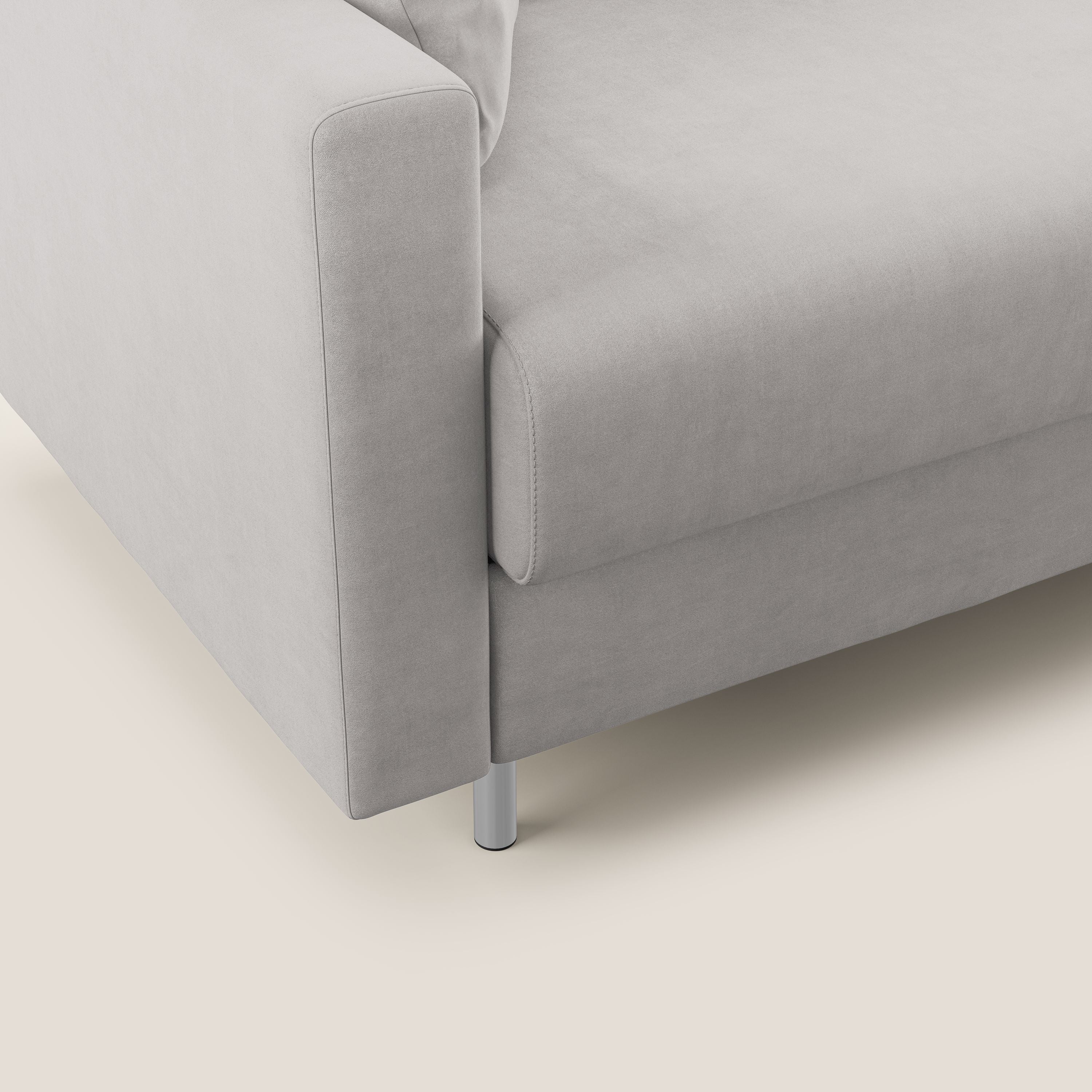Megan divano letto angolare in microfibra smacchiabile T11 grigio chiaro - divani.store