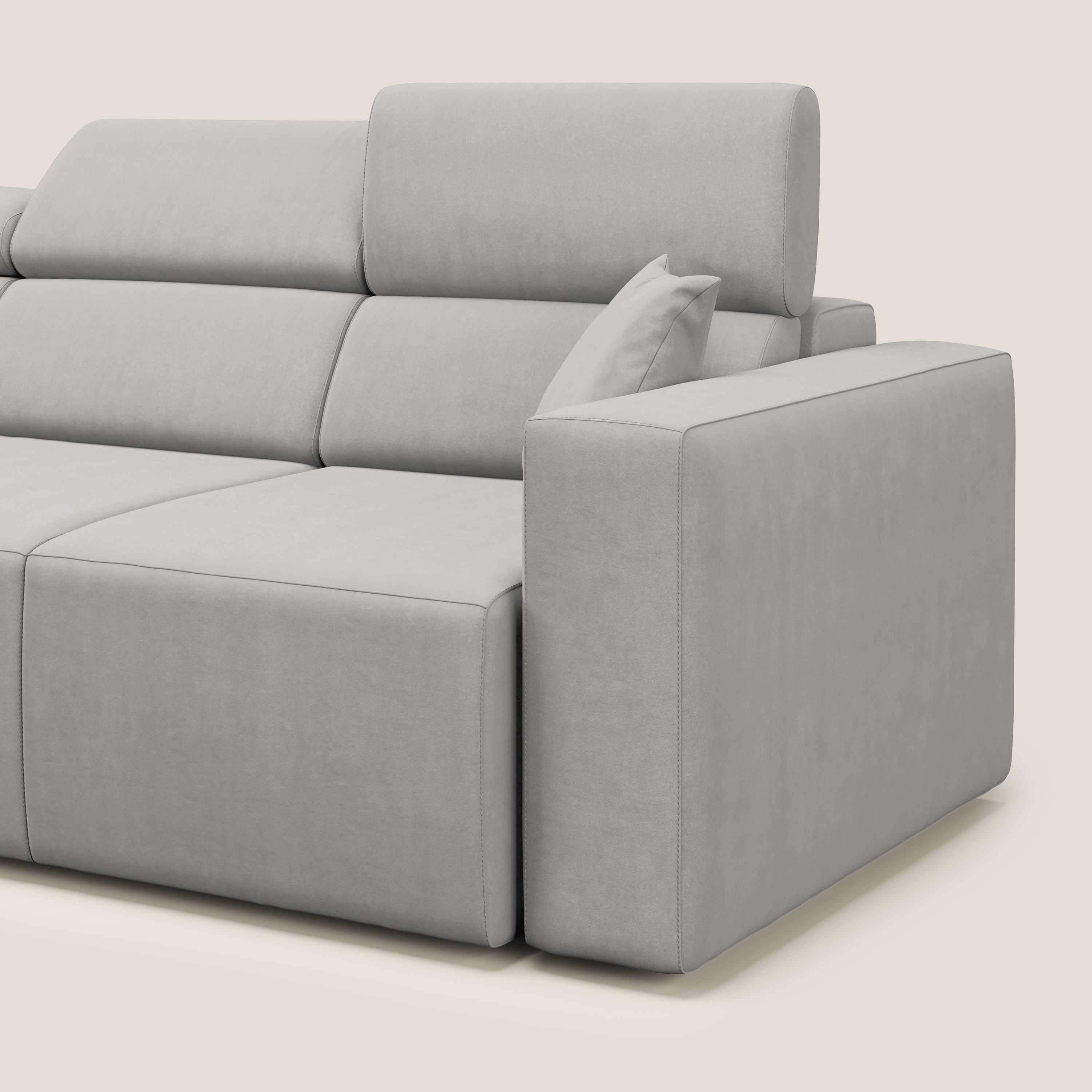 Orwell divano con 3 sedute estraibili in microfibra smacchiabile T11 grigio chiaro - divani.store