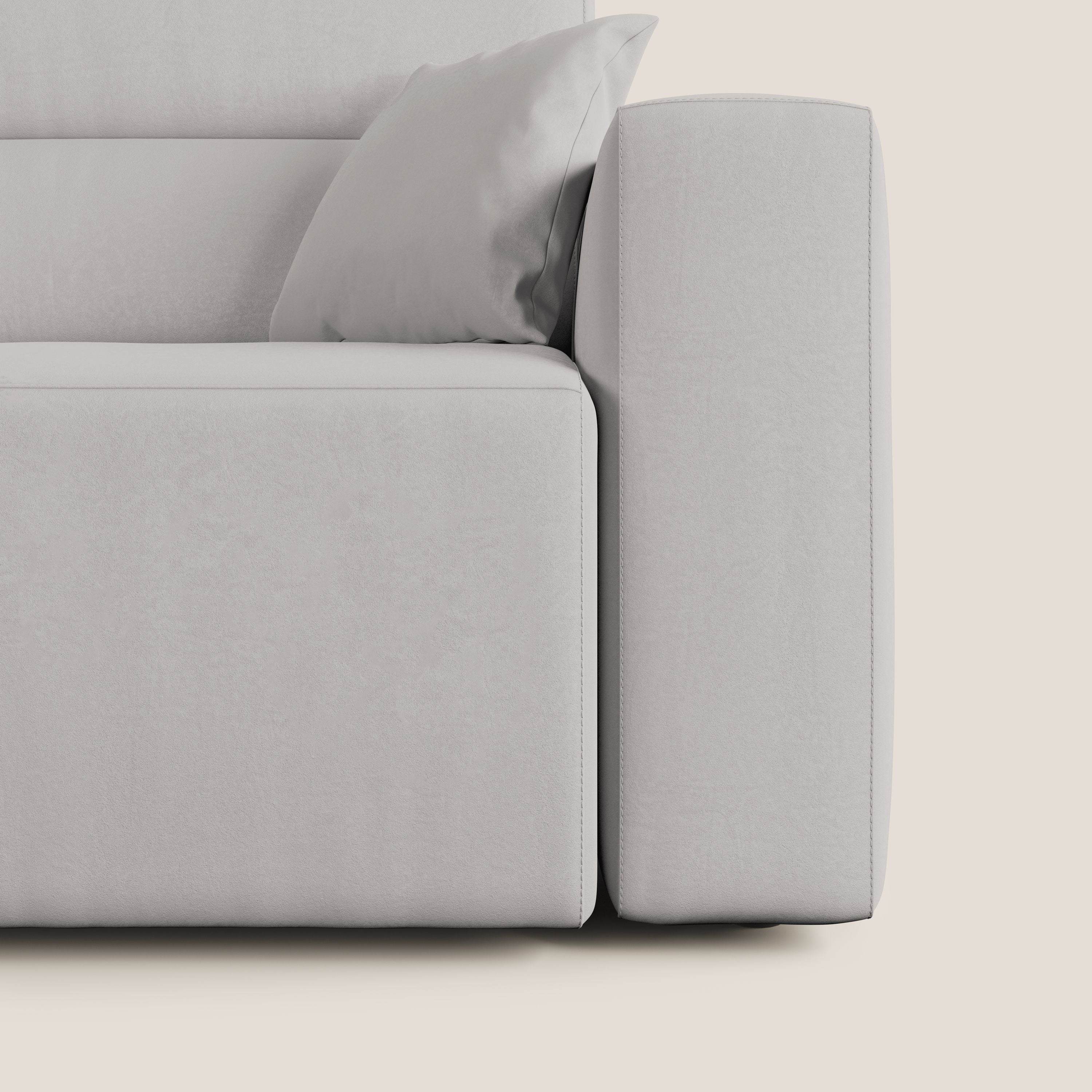 Orwell divano con seduta estraibile in microfibra smacchiabile T11 grigio chiaro - divani.store