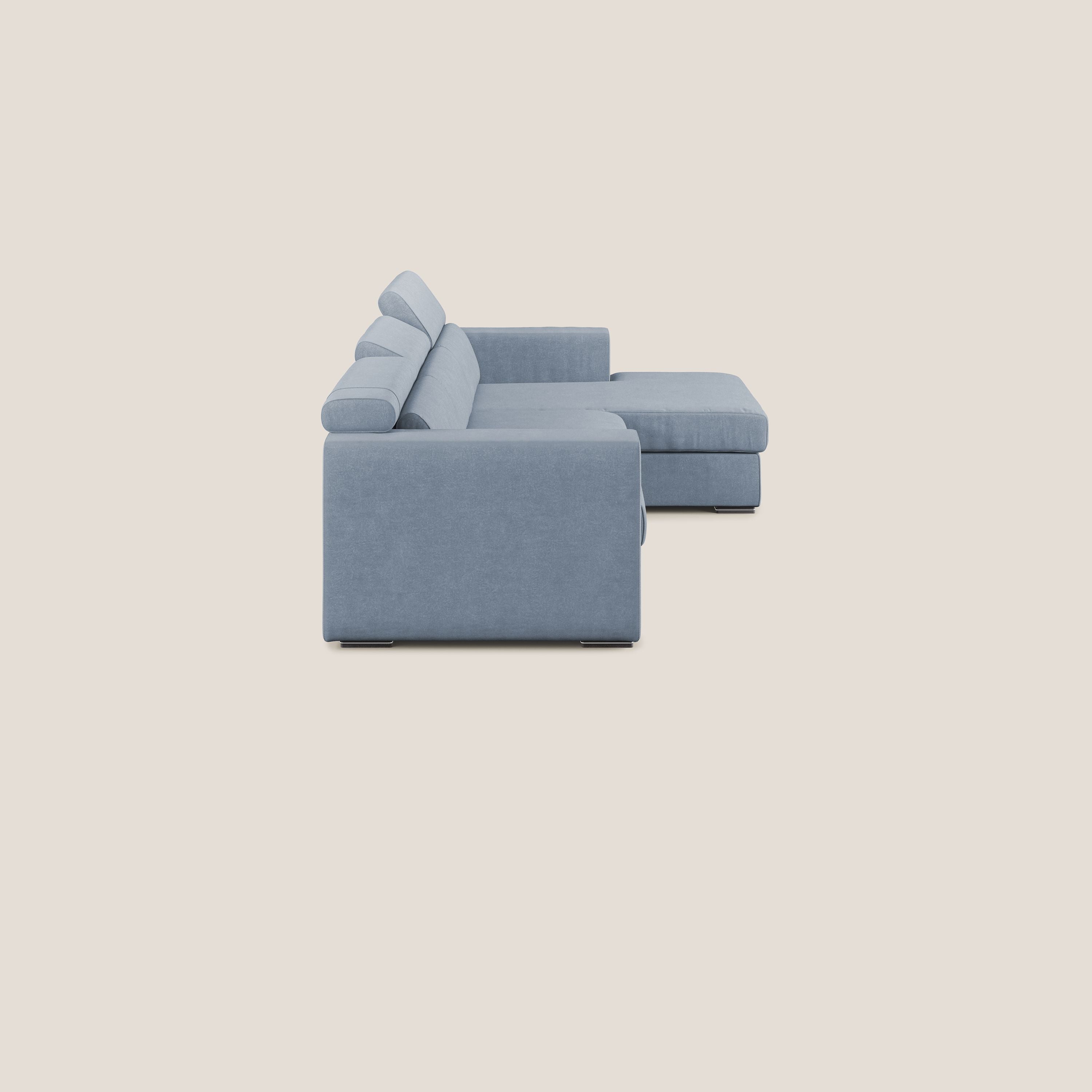 Vegas divano angolare con poggiatesta reclinabili in microfibra impermeabile T11 carta da zucchero - divani.store