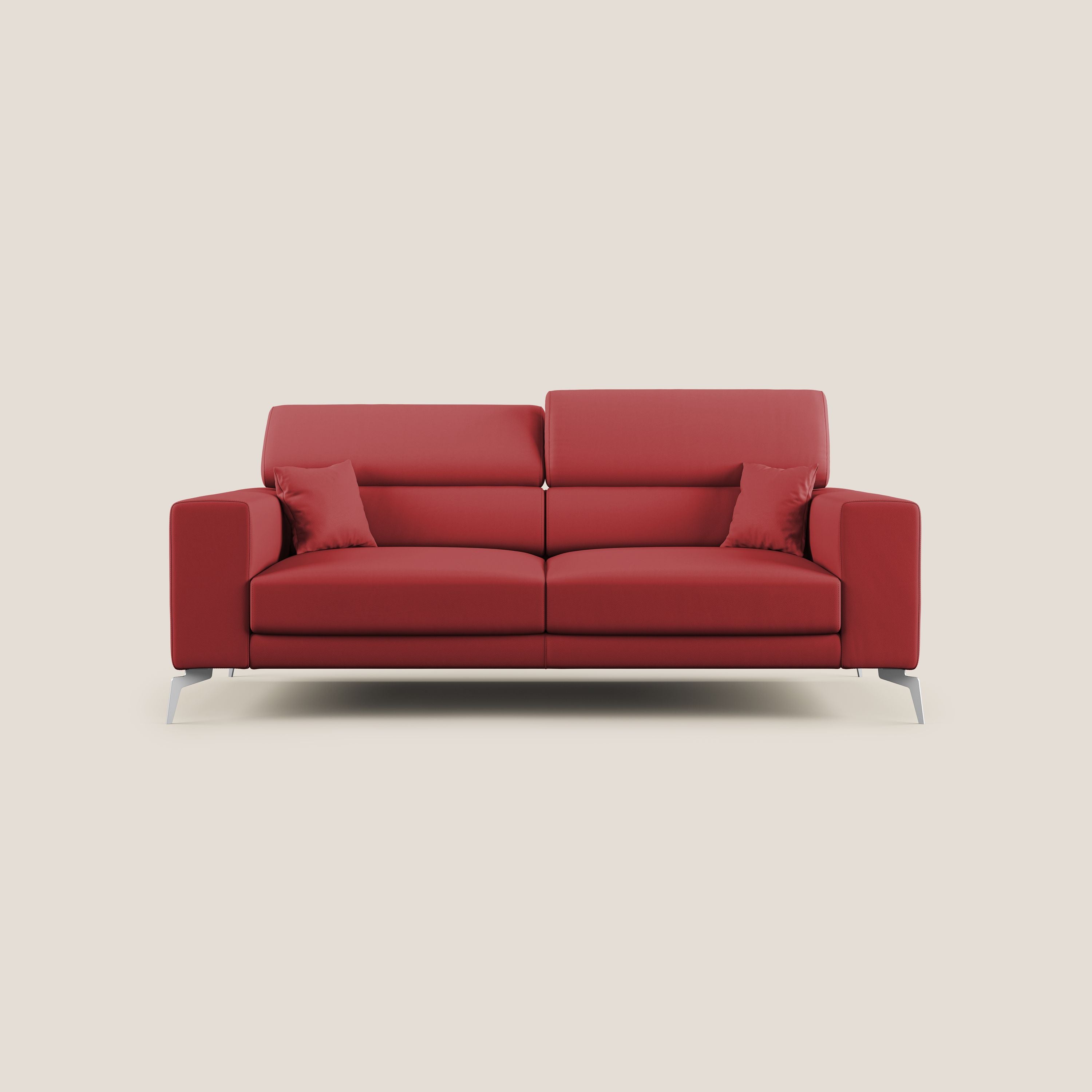 Blade Divano moderno con poggiatesta reclinabili in Ecopelle T04 rosso - divani.store