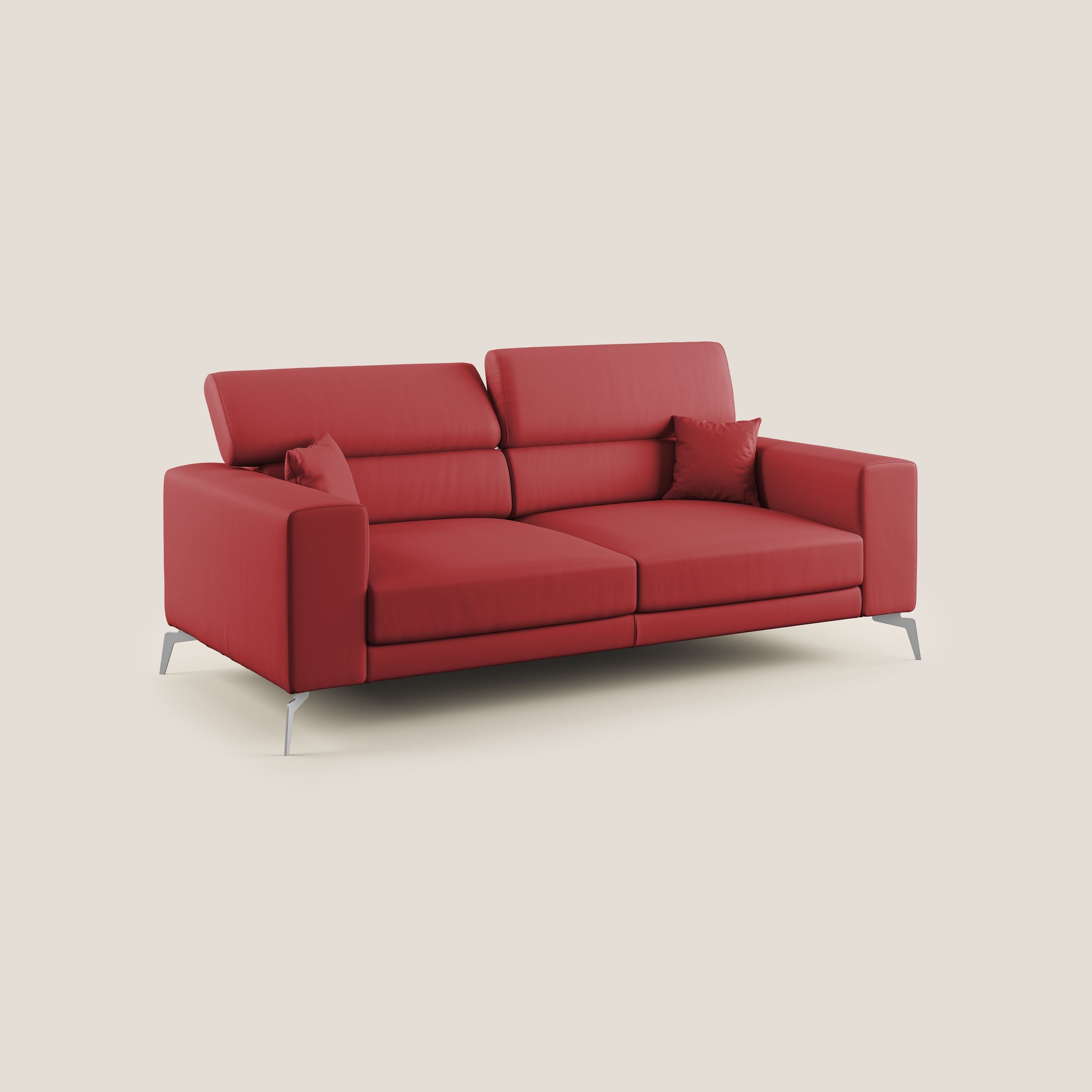 Blade Divano moderno con poggiatesta reclinabili in Ecopelle T04 rosso - divani.store
