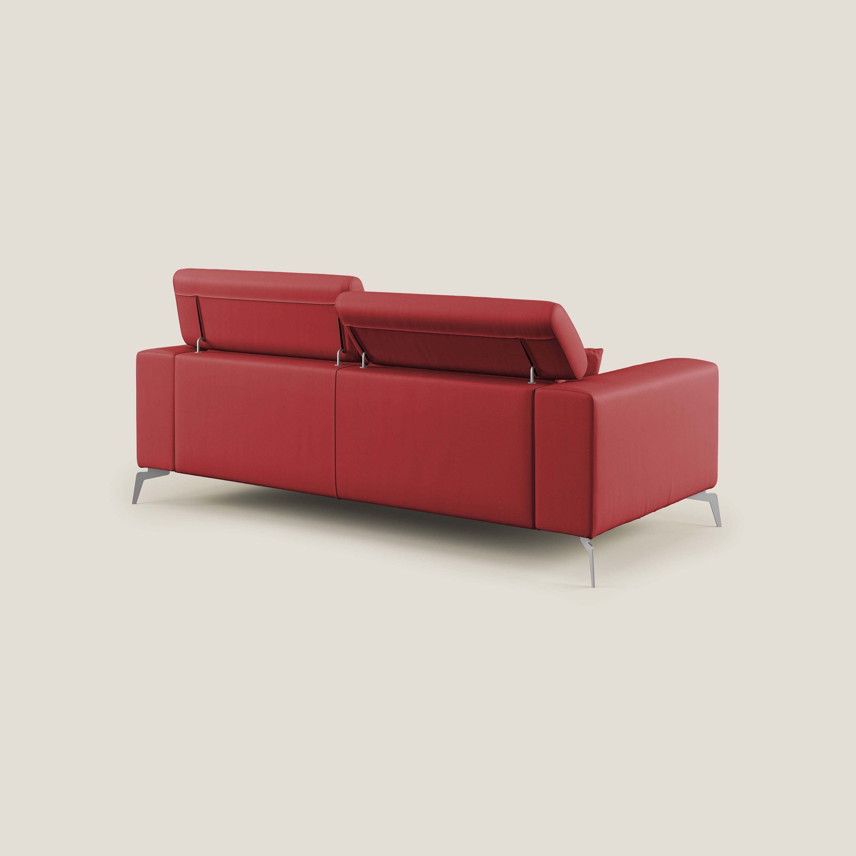 Blade Divano moderno con poggiatesta reclinabili in Ecopelle T04 rosso - divani.store