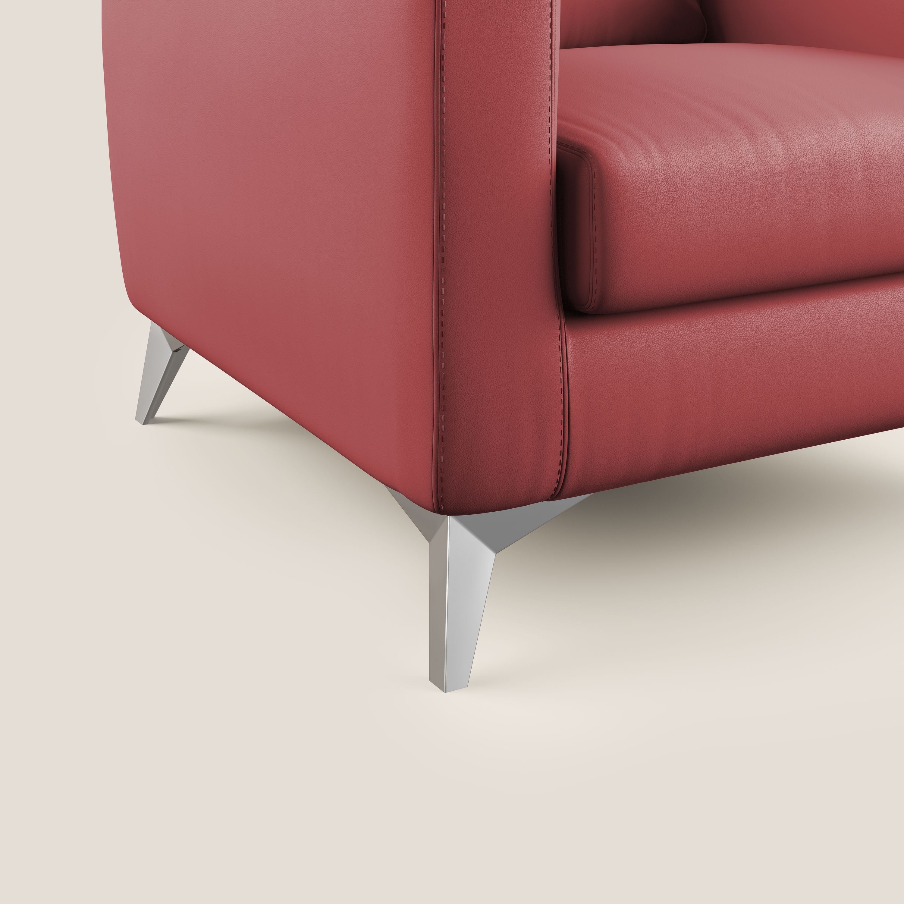 Orione Poltroncina in ecopelle moderna e impermeabile T04 rosso - divani.store