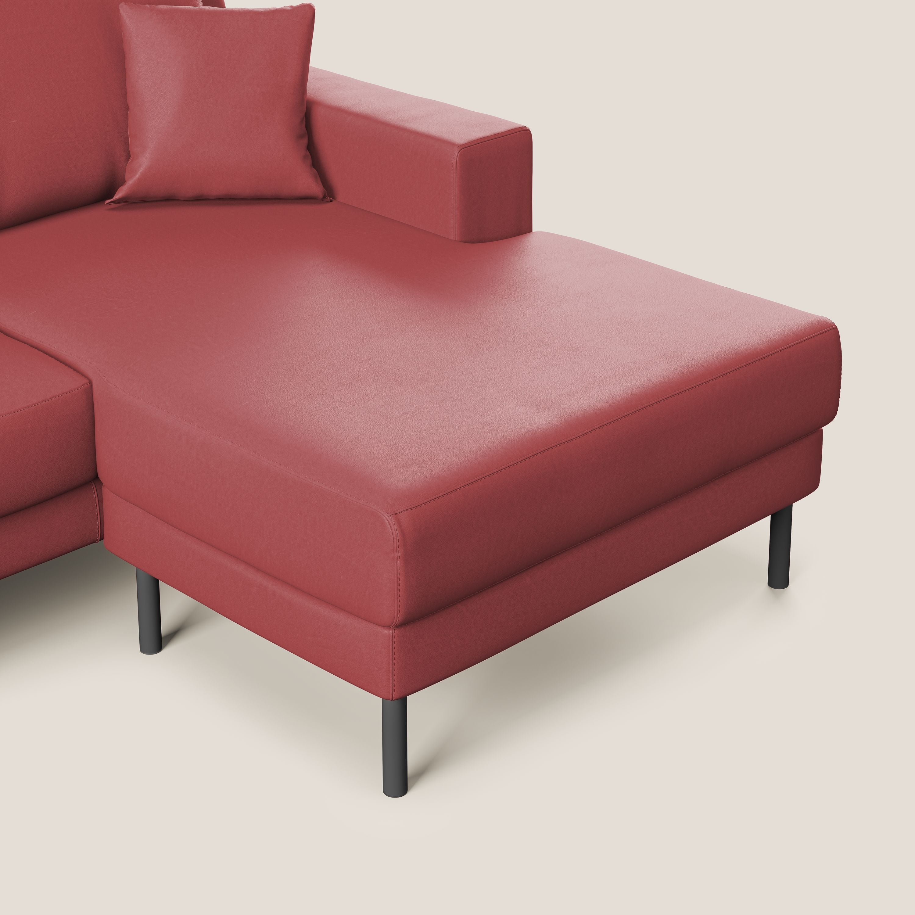 Uranio divano angolare moderno REVERSIBILE in Ecopelle impermeabile T04 rosso - divani.store