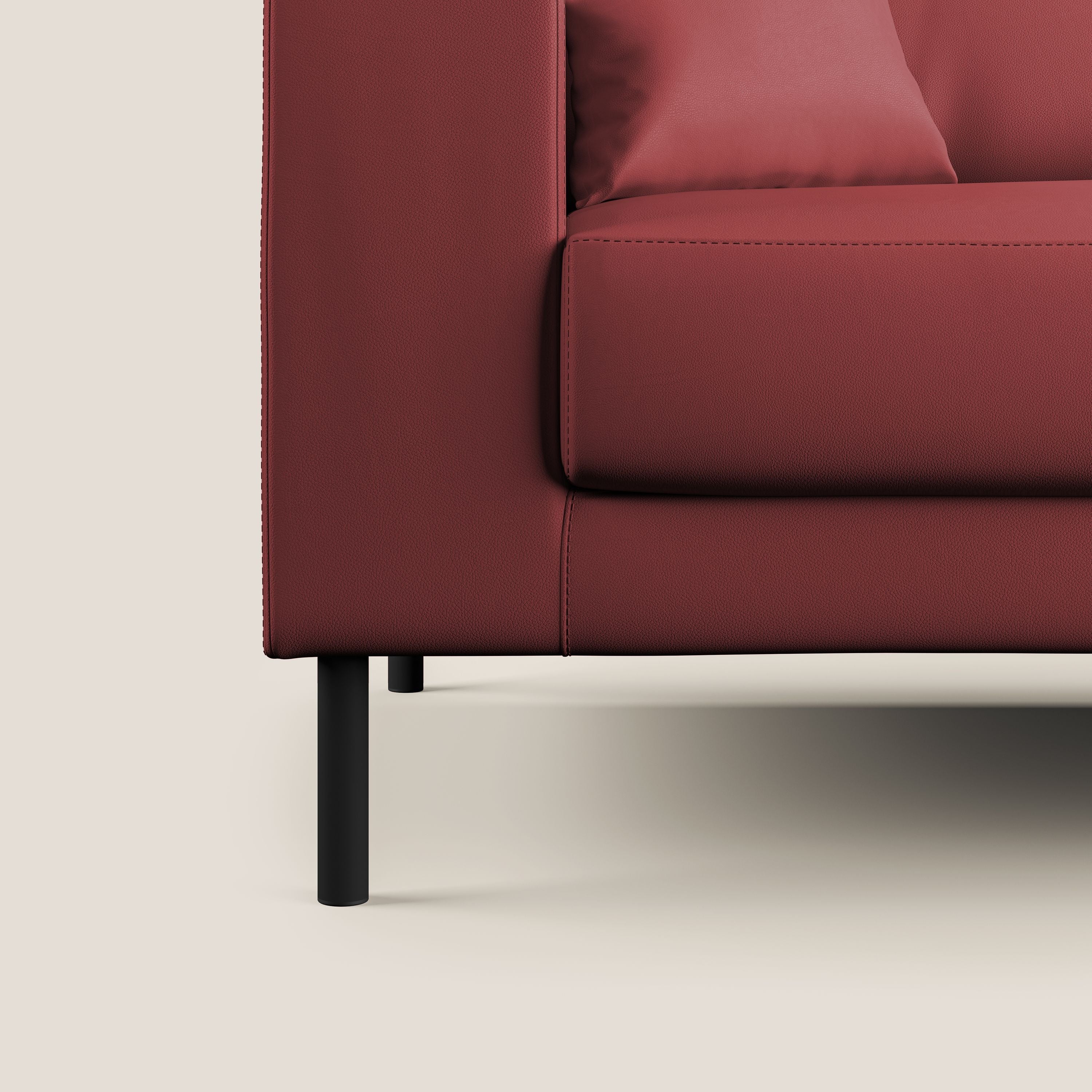 Uranio divano moderno lineare in Ecopelle impermeabile T04 rosso - divani.store