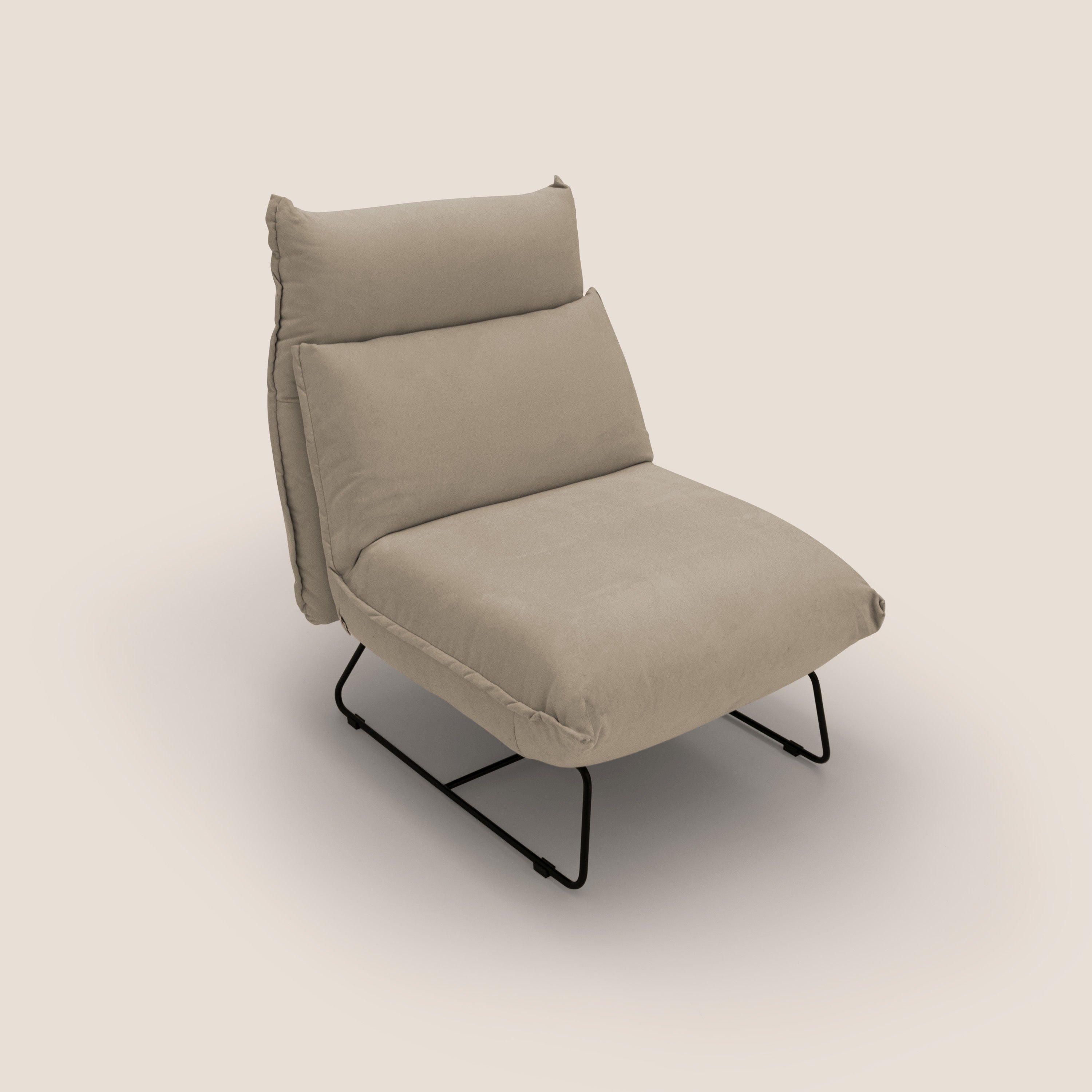 Tessa Poltroncina dal design moderno in morbida microfibra smacchiabile T11 tortora - divani.store