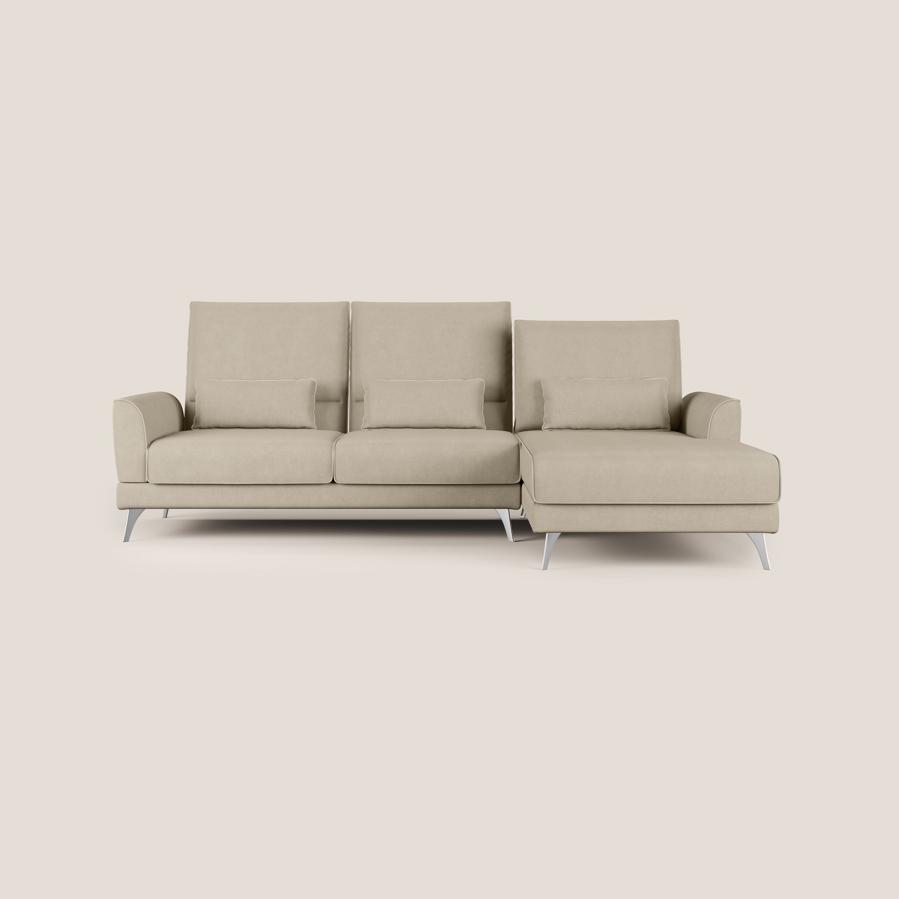 Tommy Divano angolare con relax e schienali traslanti in microfibra smacchiabile T11 tortora - divani.store