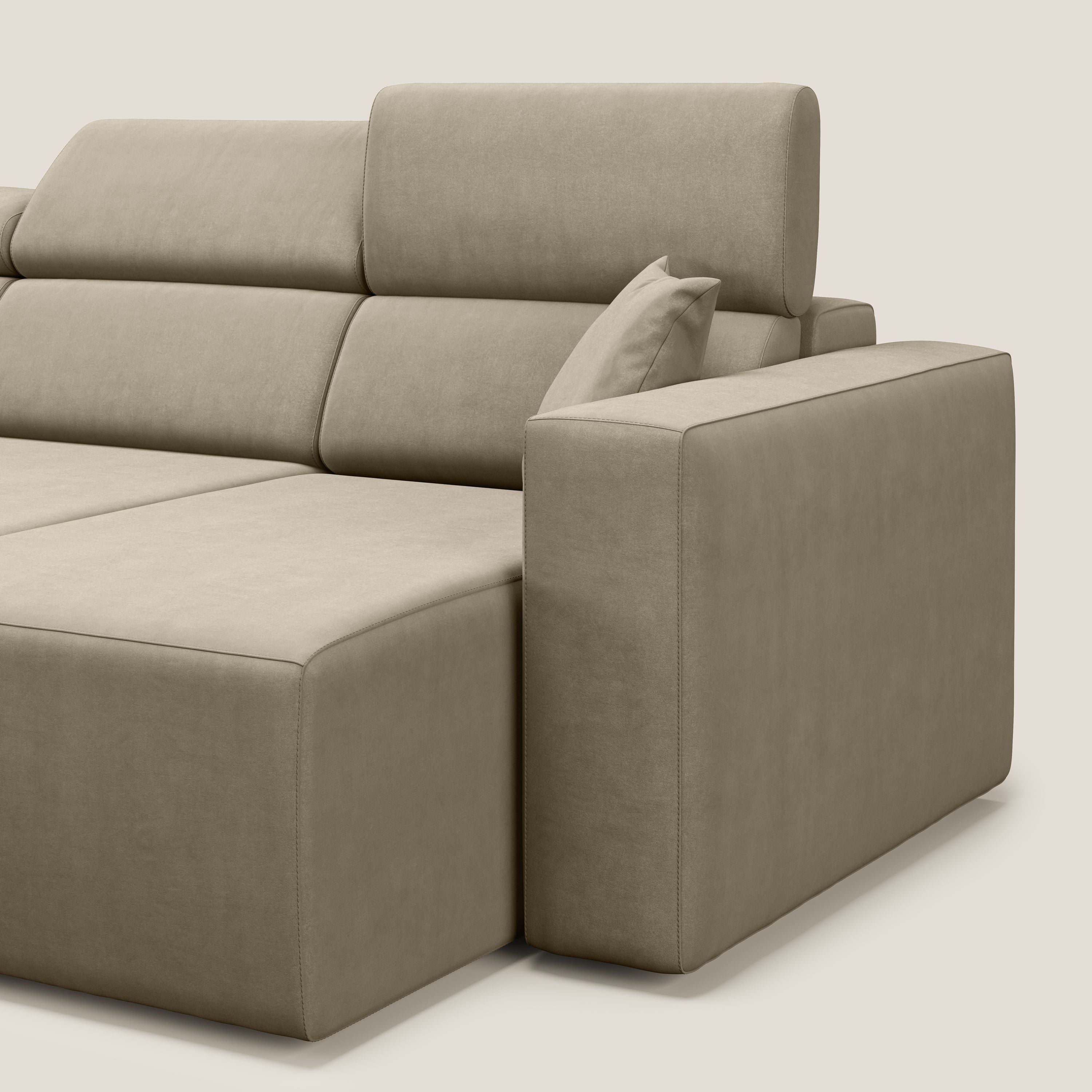 Orwell divano con 3 sedute estraibili in microfibra smacchiabile T11 tortora - divani.store