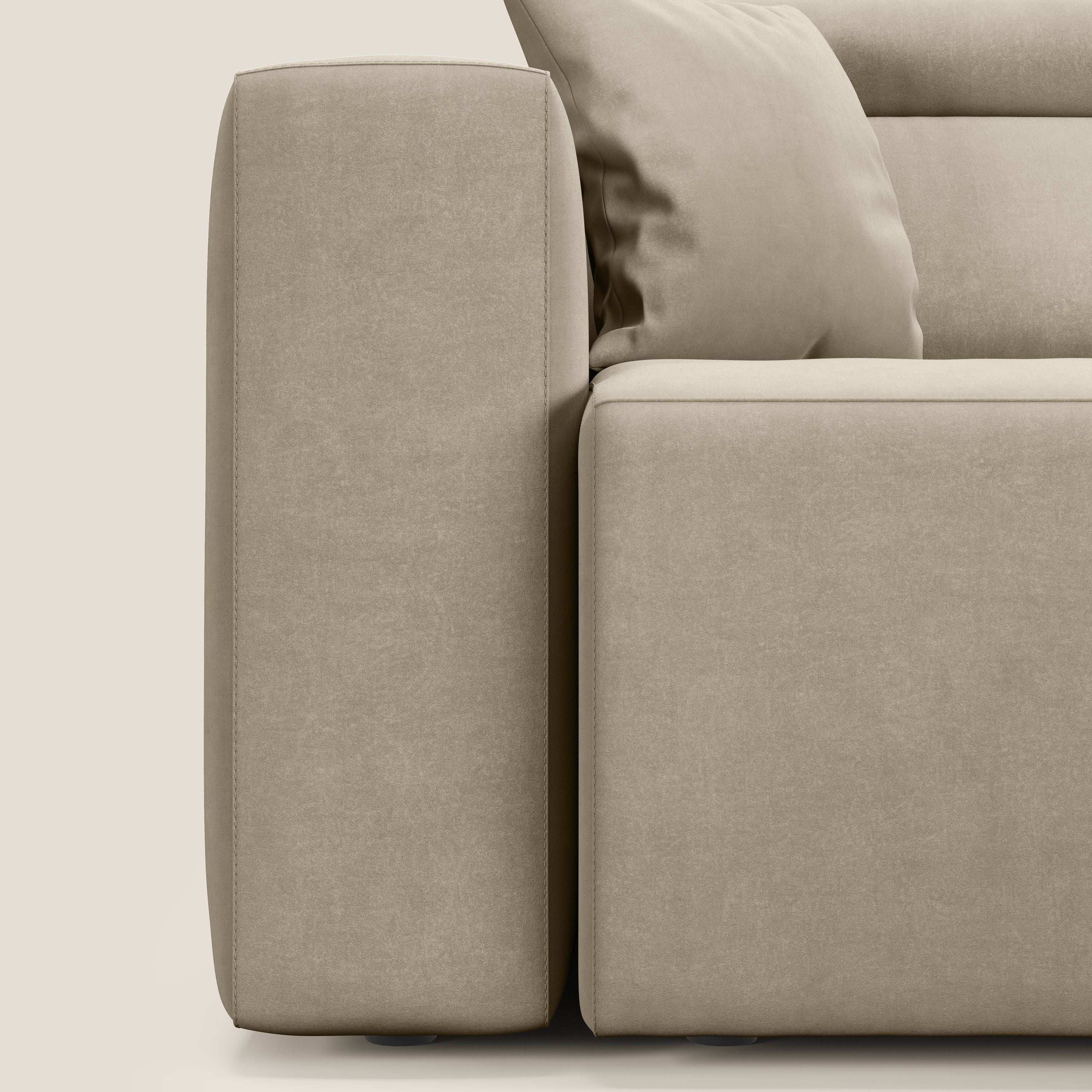 Orwell divano con 3 sedute estraibili in microfibra smacchiabile T11 tortora - divani.store