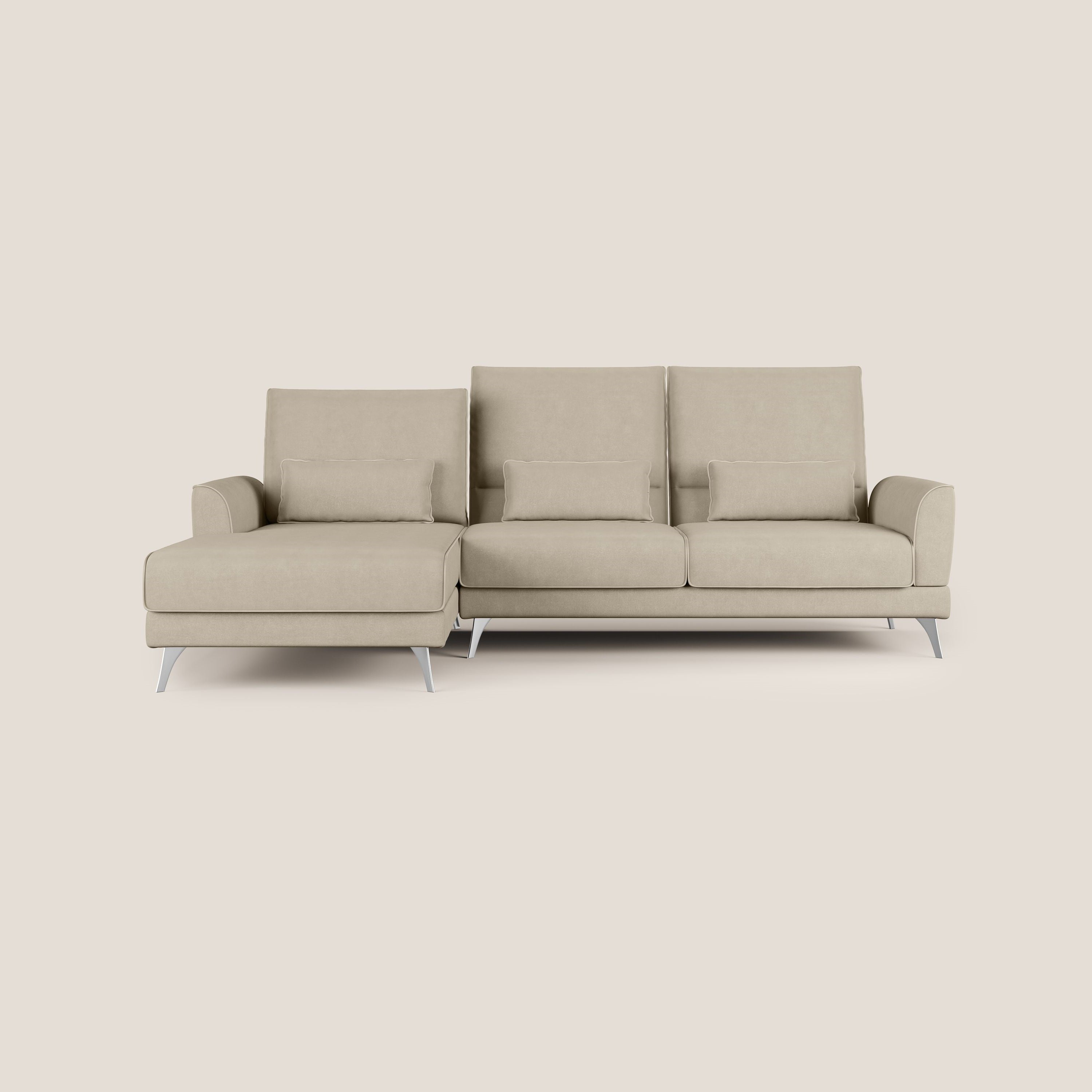 Tommy Divano angolare con relax e schienali traslanti in microfibra smacchiabile T11 tortora - divani.store