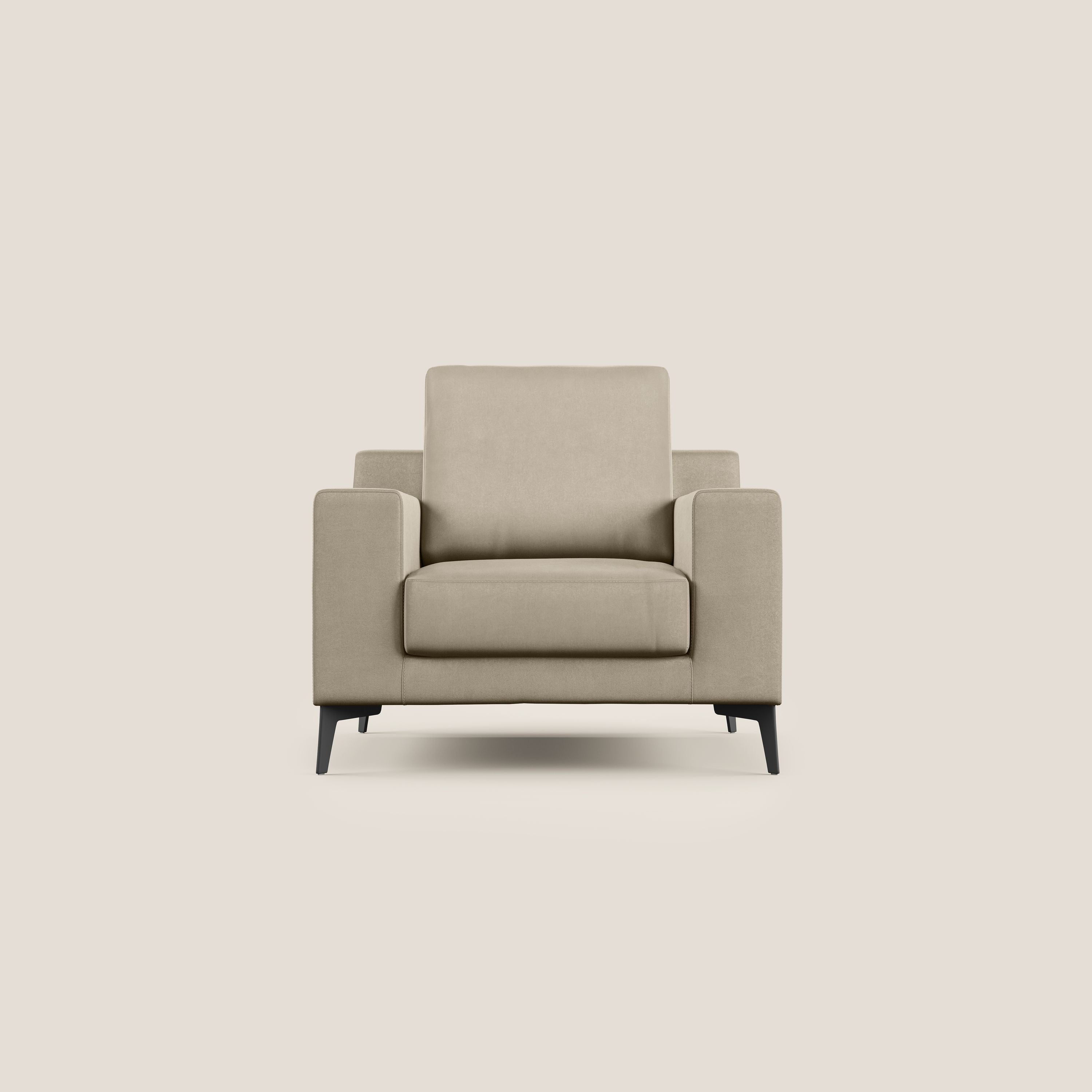Prestige poltroncina moderna in microfibra smacchiabile T11 tortora - divani.store