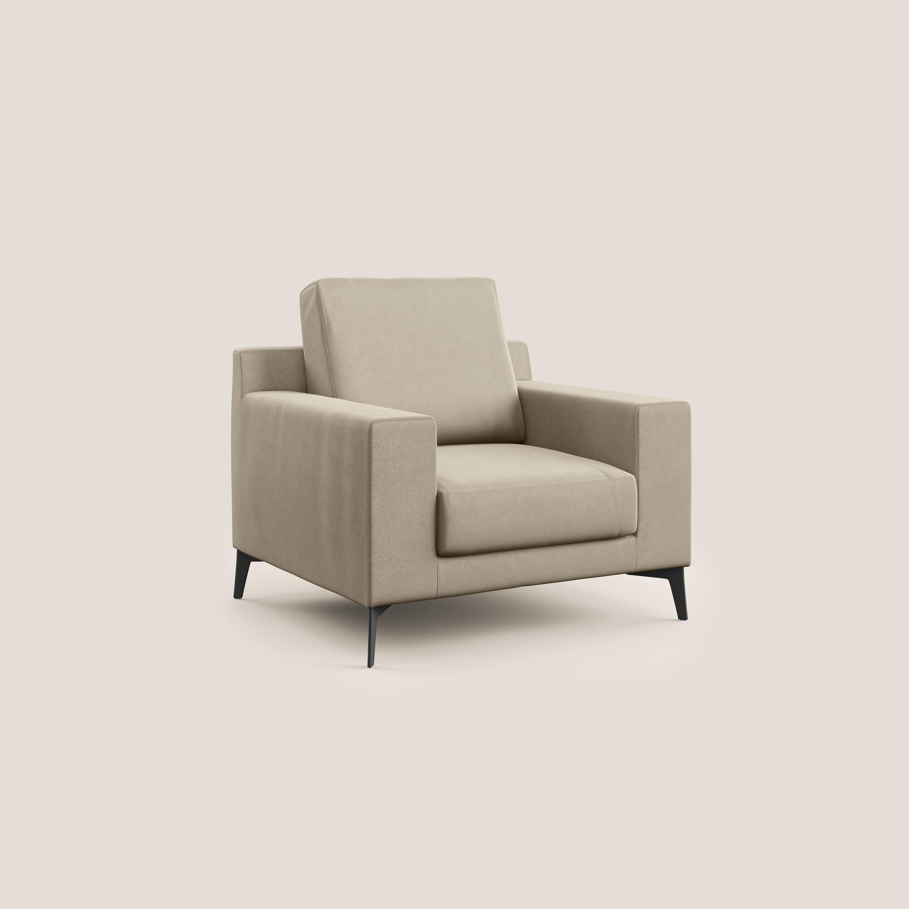 Prestige poltroncina moderna in microfibra smacchiabile T11 tortora - divani.store